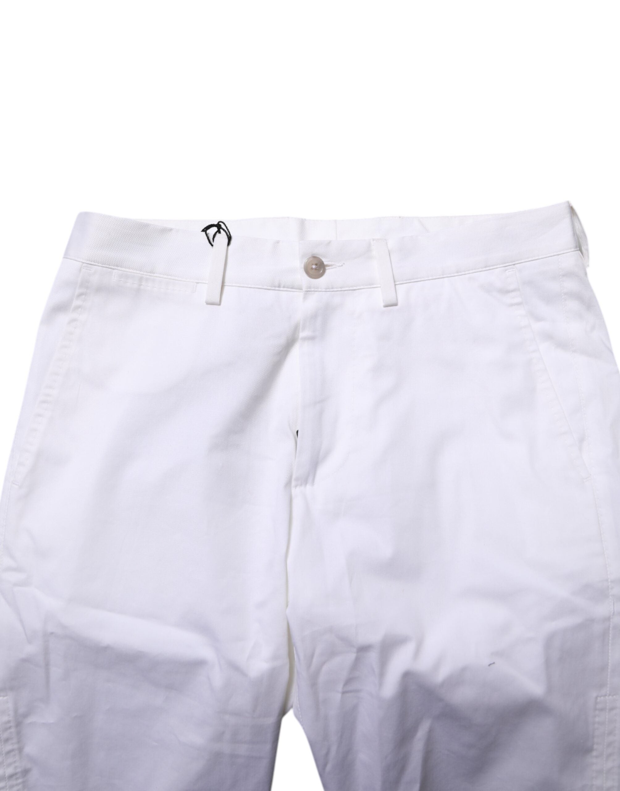 Dolce & Gabbana White Cotton-Stretch Men's Denim Bermuda Shorts