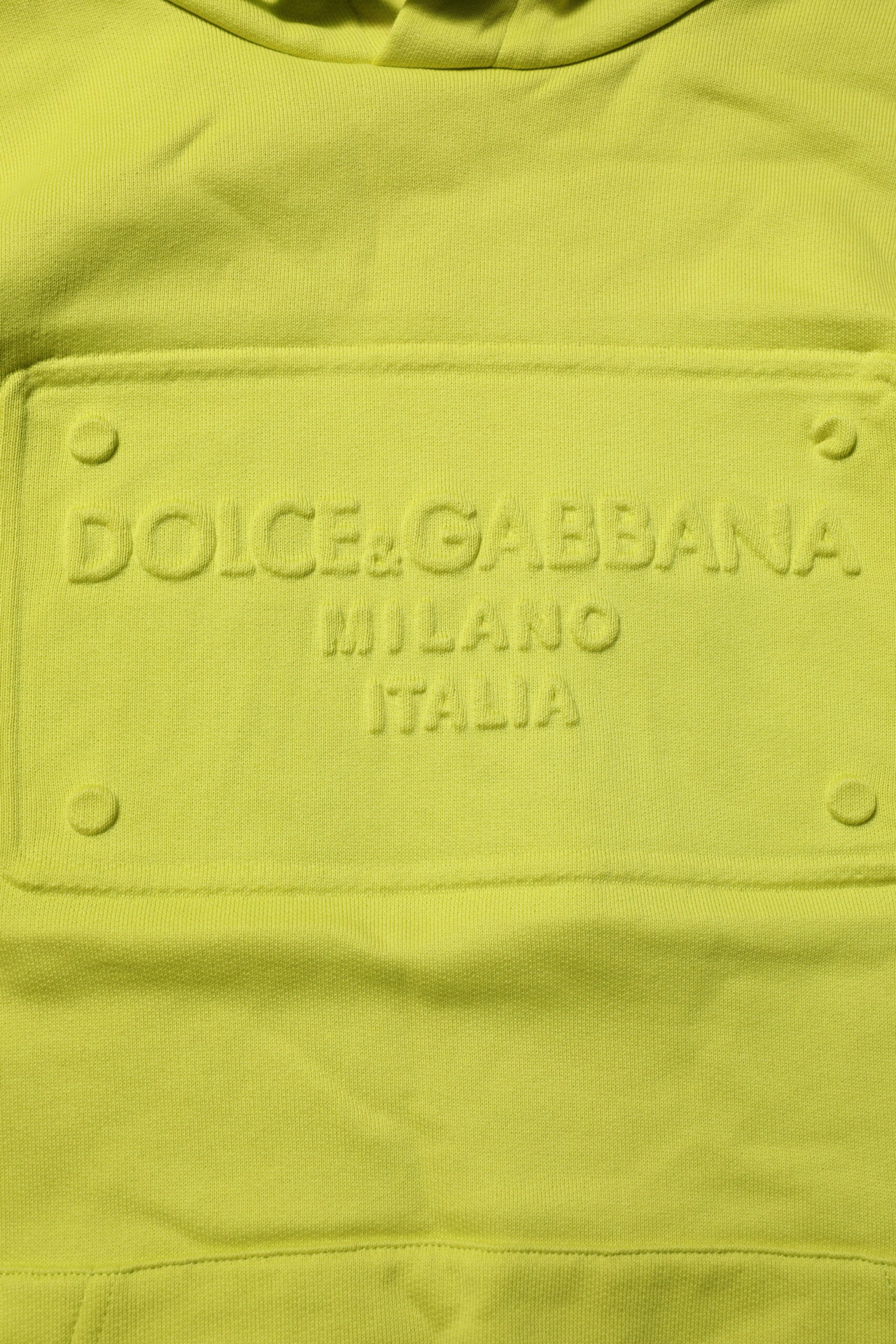 Dolce & Gabbana Green Logo Cotton Hoodie Sweatshirt