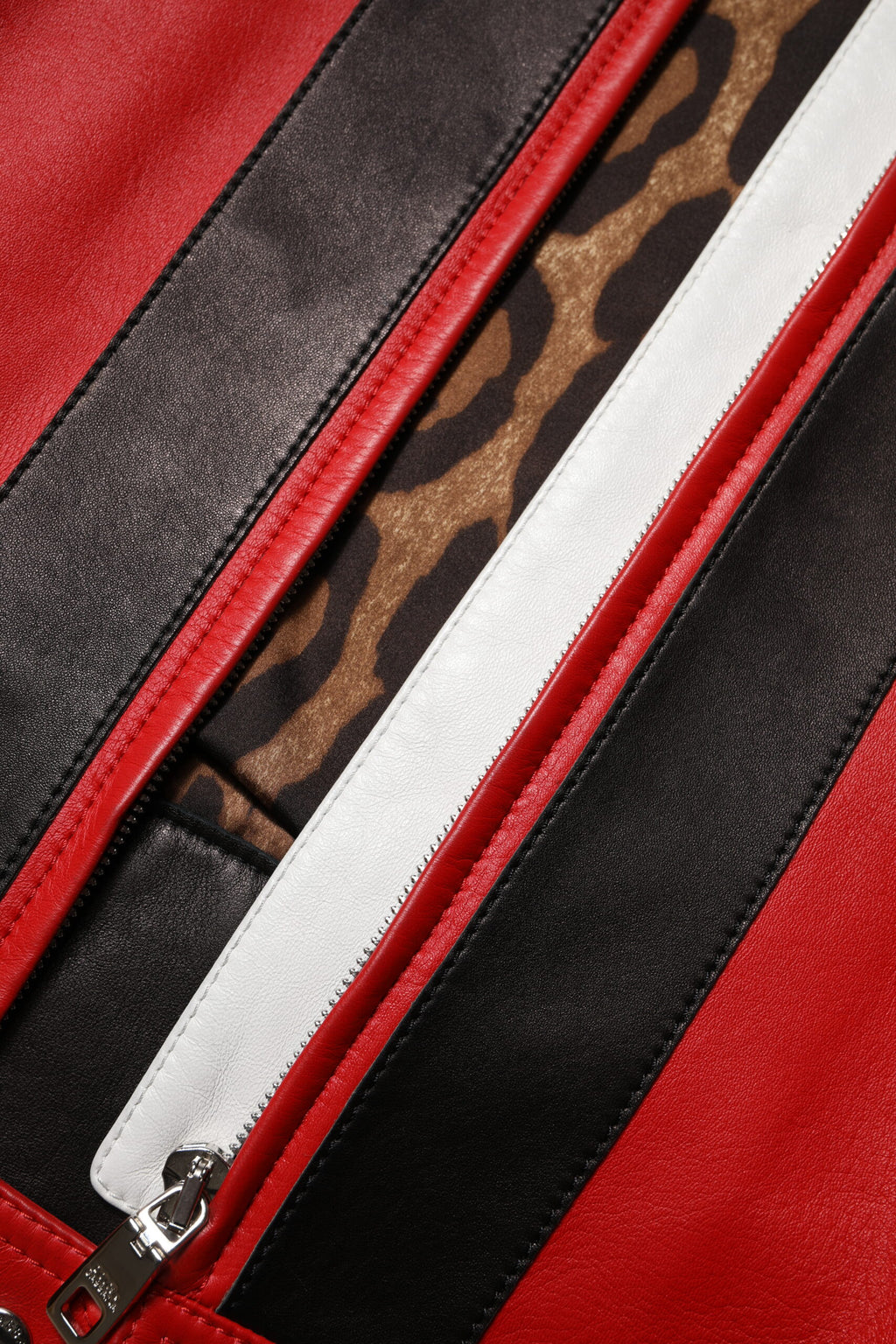 Dolce & Gabbana Multicolor Leather Biker Coat Jacket with Zipper