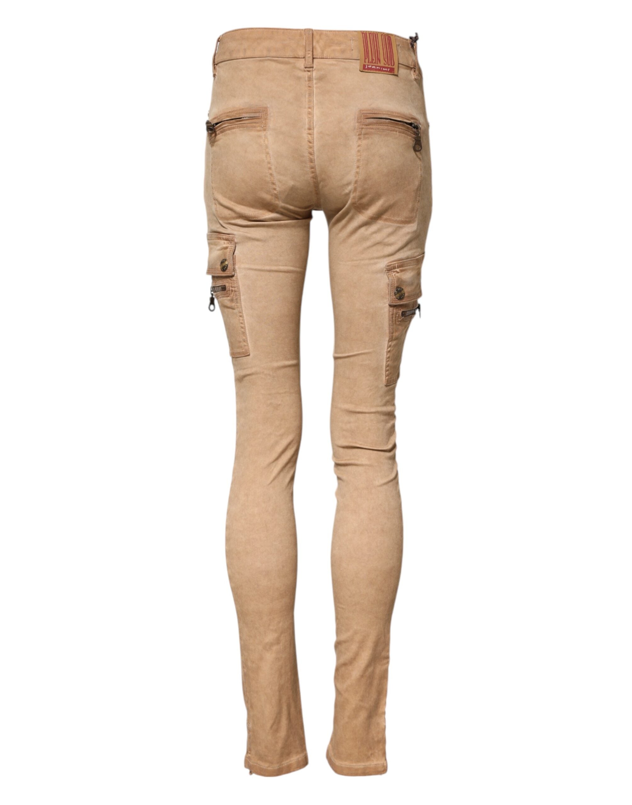 PLEIN SUD Braune Skinny Denim-Jeans aus Baumwolle mit mittlerer Taille