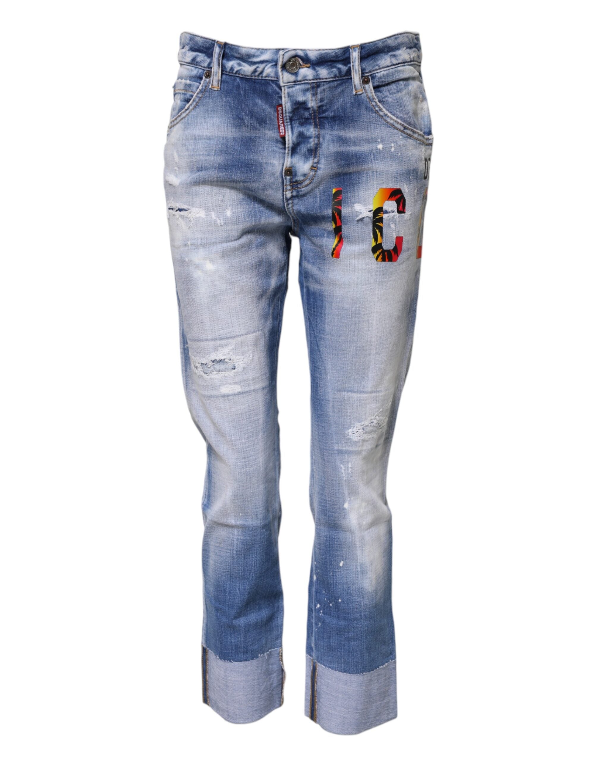 Dsquared² Blue mid-rise washed cotton skinny denim jeans
