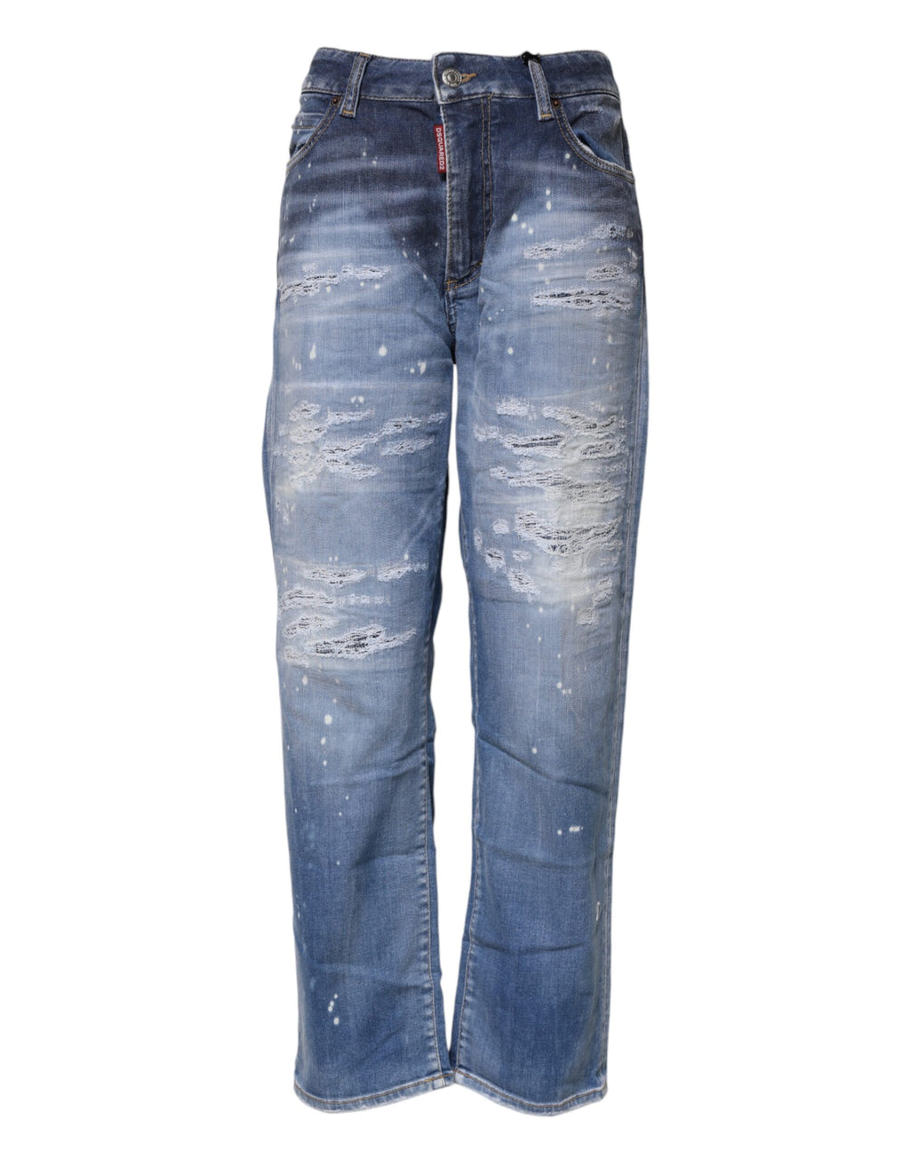 Dsquared² Blue frayed mid-rise cotton straight denim jeans