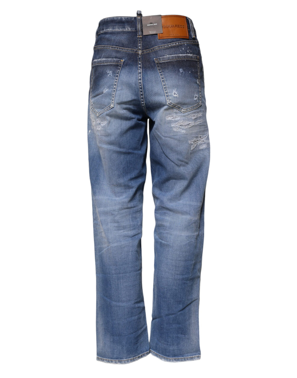 Dsquared² Blue frayed mid-rise cotton straight denim jeans