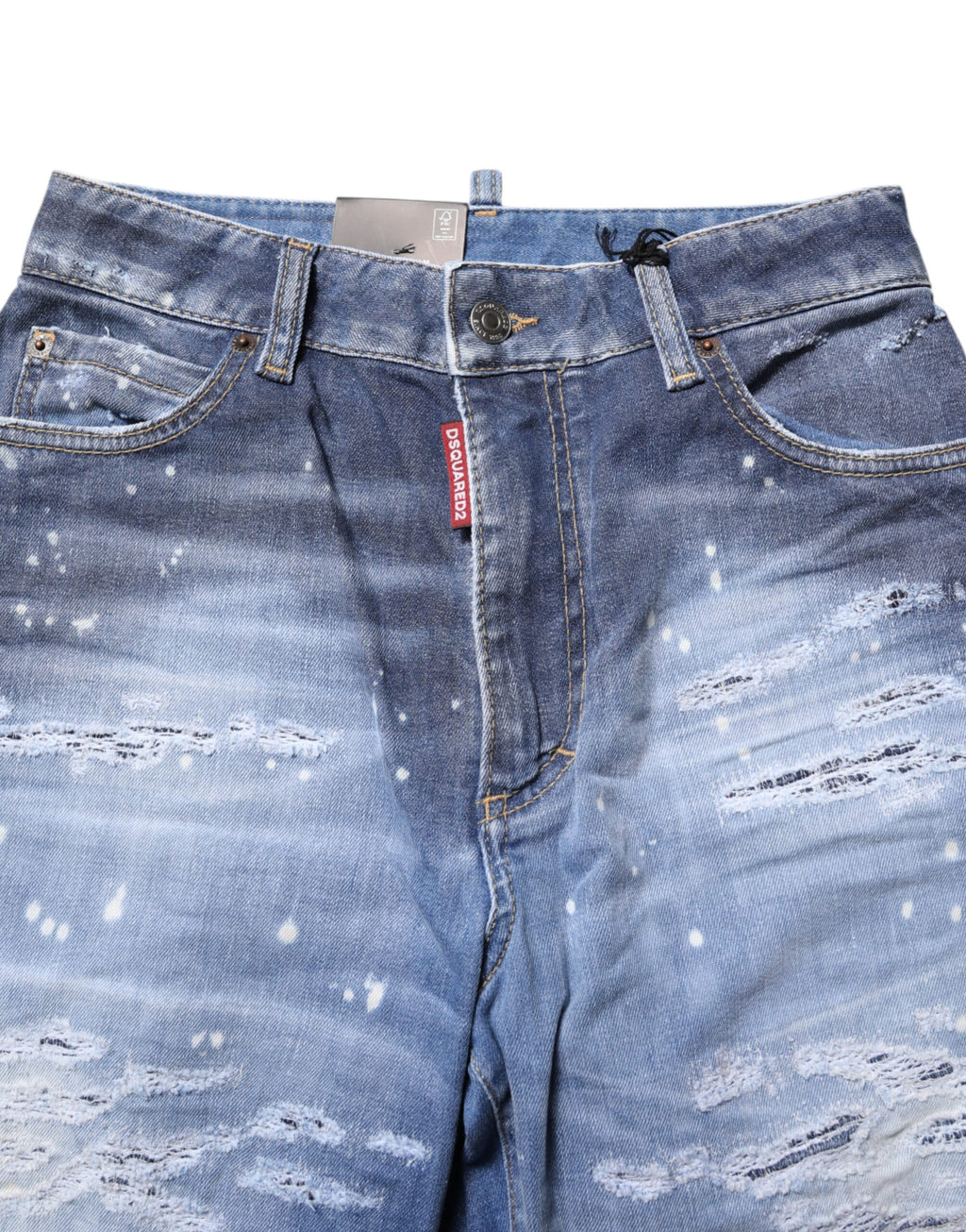 Dsquared² Blue frayed mid-rise cotton straight denim jeans