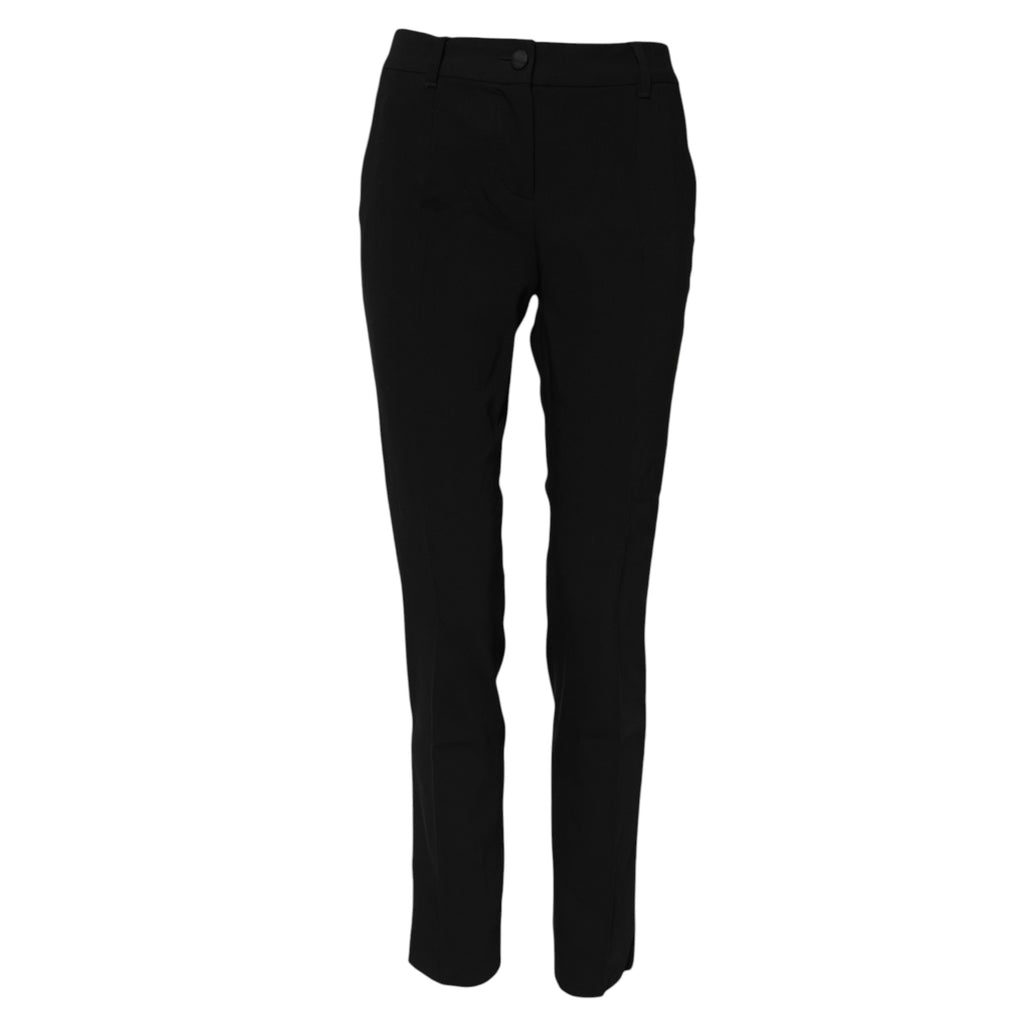 Dolce & Gabbana Schwarze Wollhose mit mittlerer Taille und konisch zulaufendem Kleid