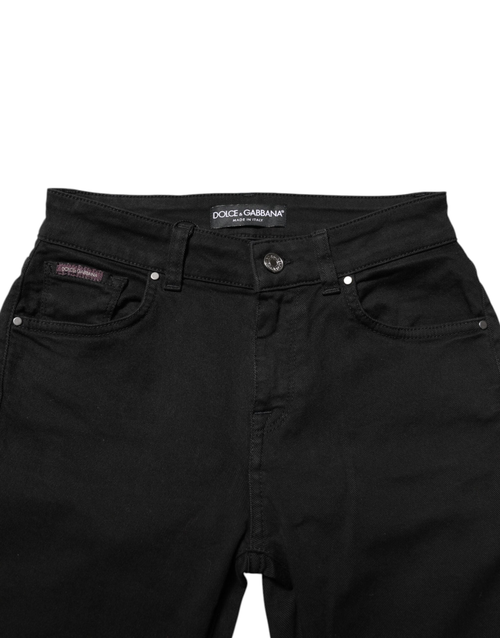 Dolce & Gabbana Black Mid-Rise Cotton Skinny Denim Jeans