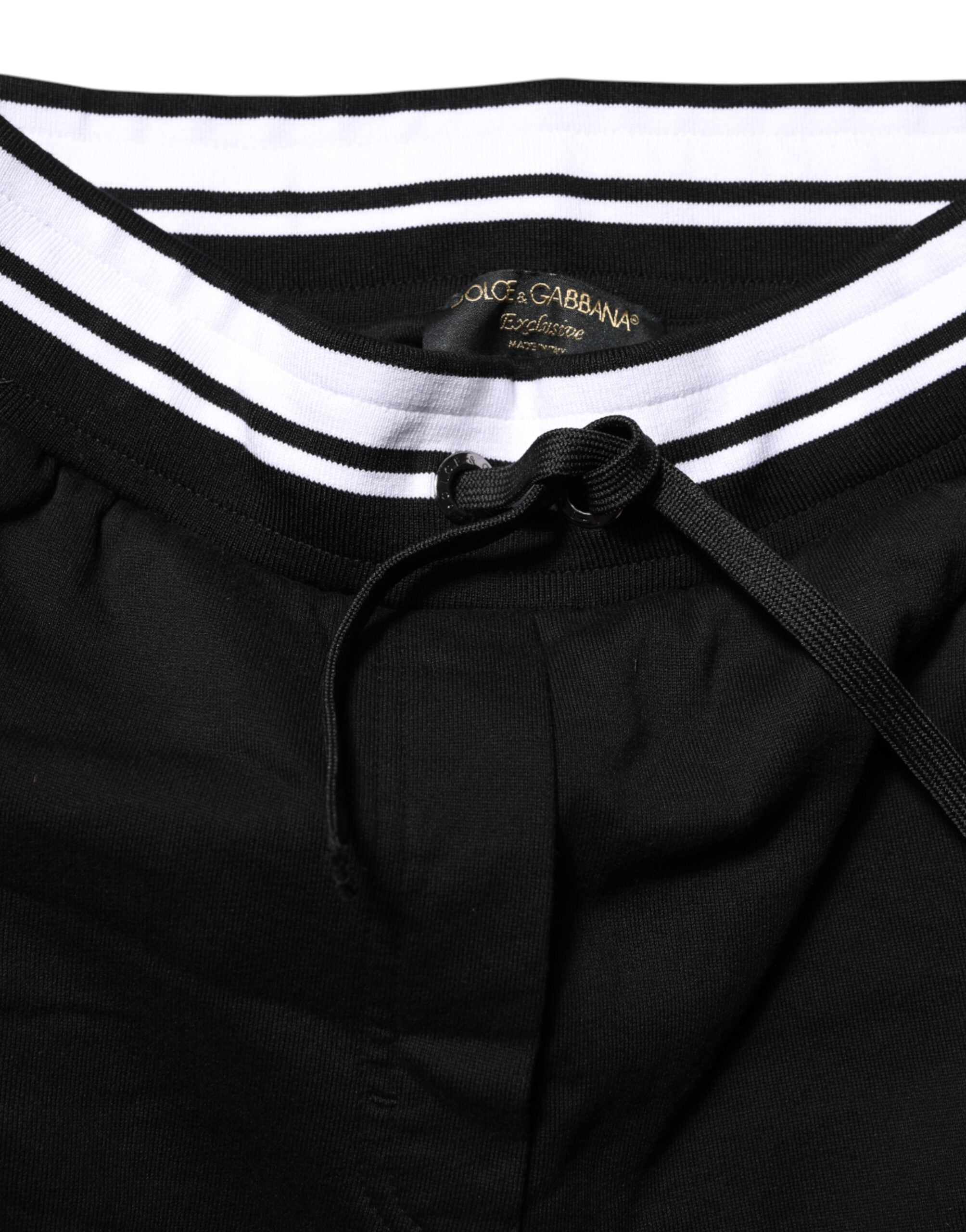 Dolce & Gabbana Schwarze Baumwoll-Jogger-Hose mit mittlerer Taille