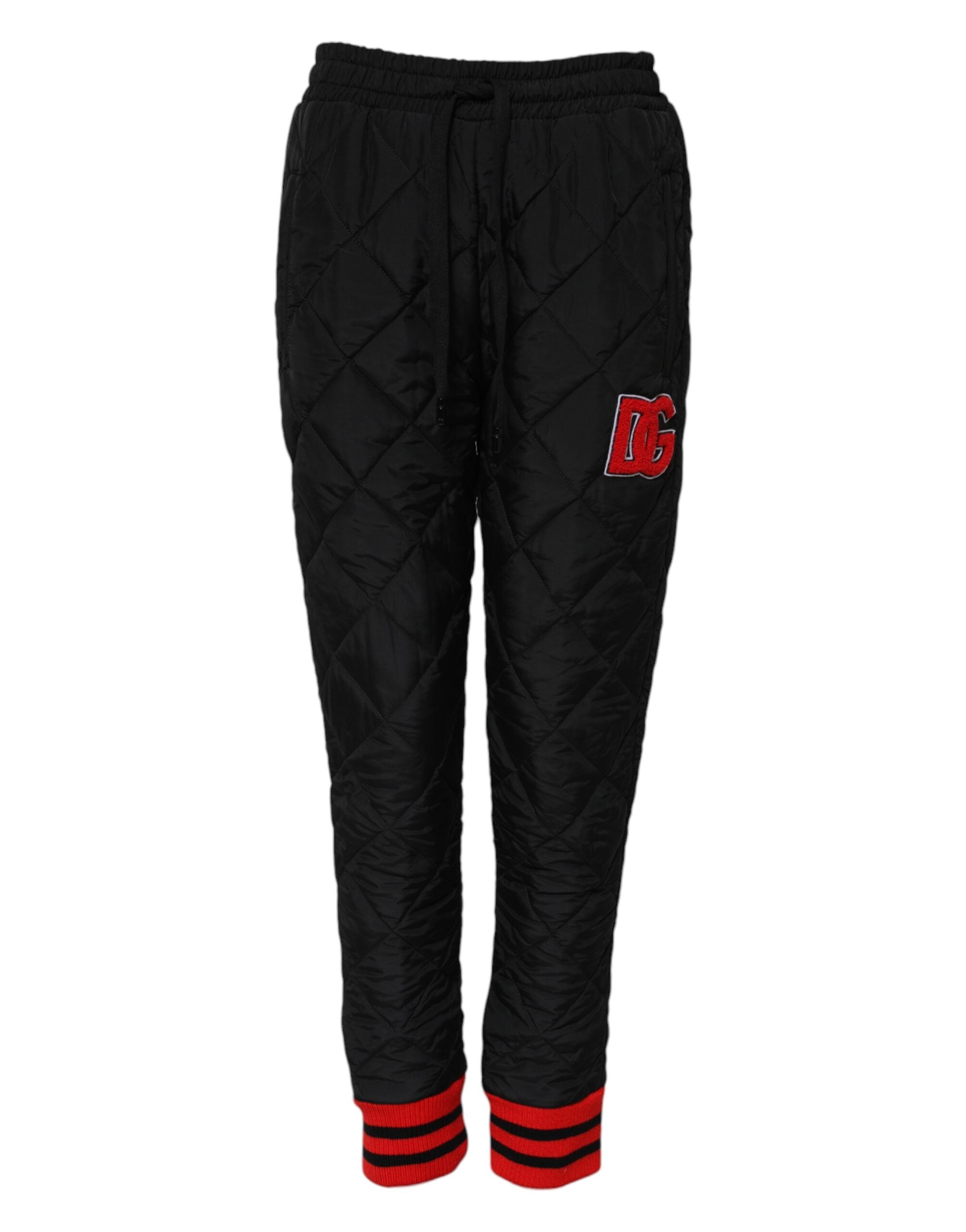Dolce & Gabbana Schwarze gesteppte Joggerhose mit mittlerer Taille