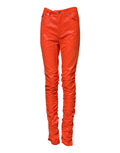 Dolce & Gabbana Orangefarbene Denim-Jeans mit hoher Taille aus Baumwolle