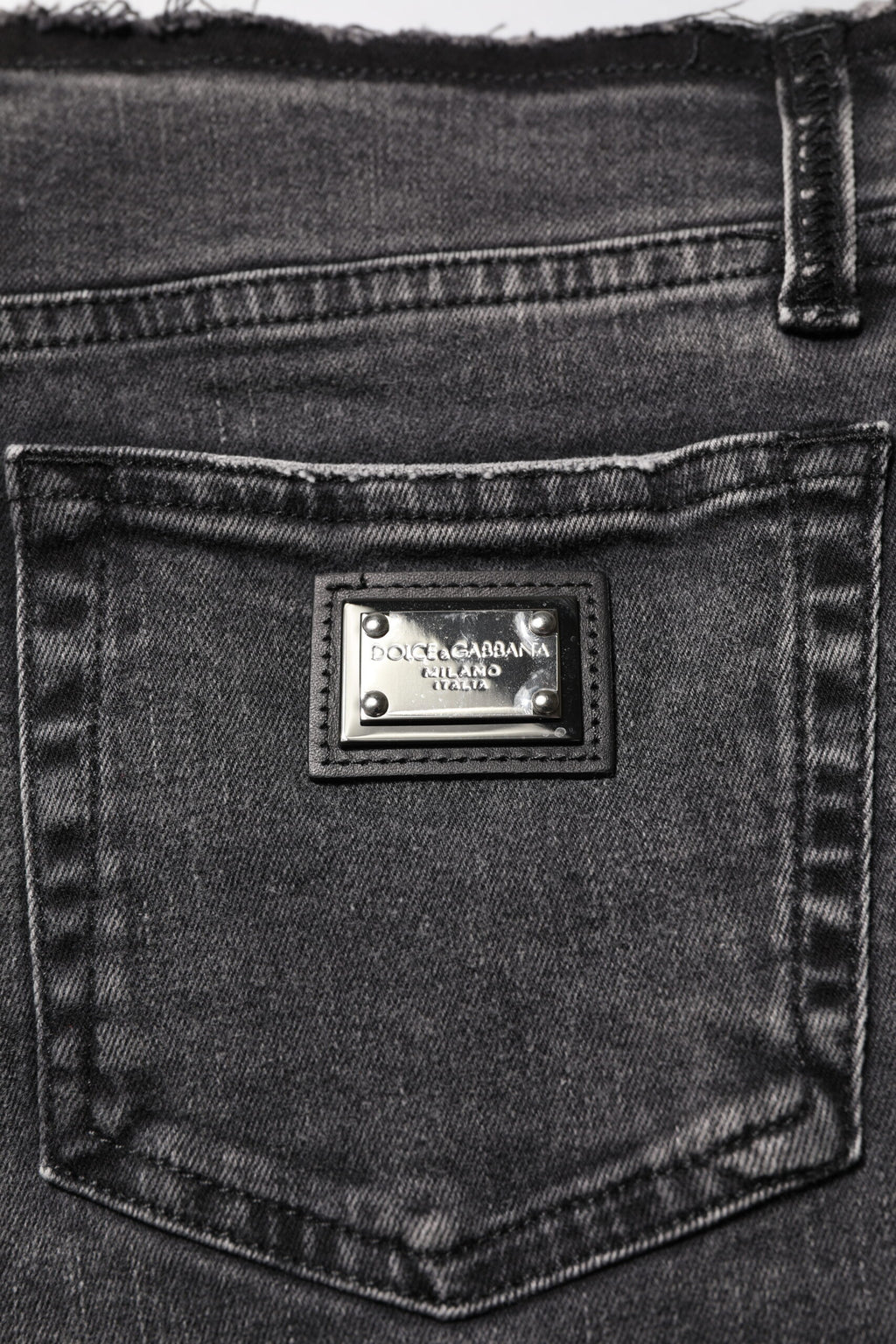 Dolce & Gabbana Graue Skinny Denim-Jeans mit mittlerer Taille aus Baumwolle