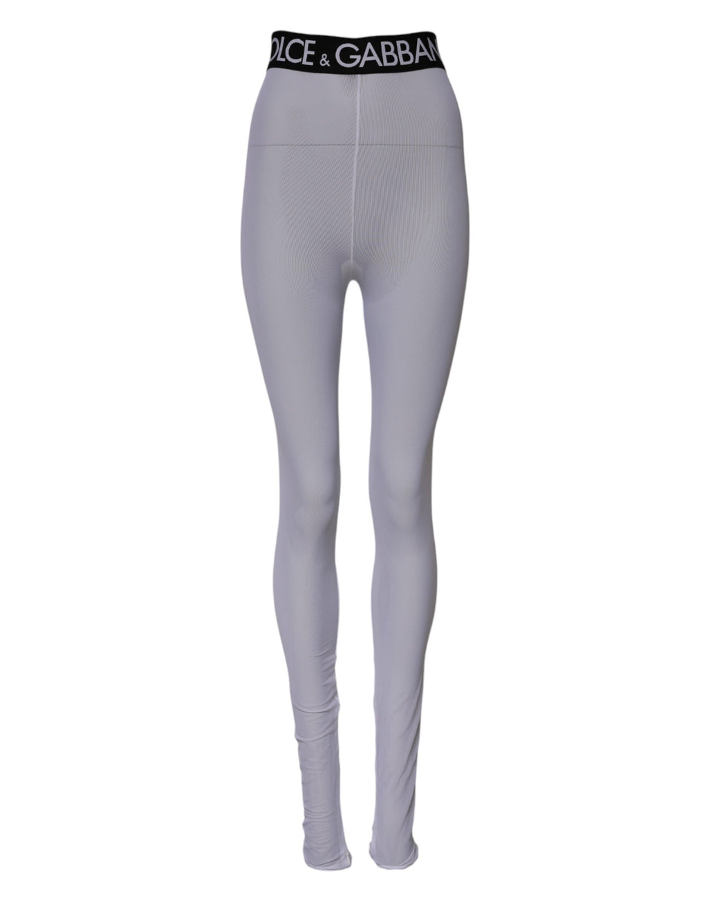 Dolce & Gabbana Grey Nylon DG Logo Mid-Waisted Leggings Pants