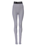 Dolce & Gabbana Grey Nylon DG Logo Mid-Waisted Leggings Pants