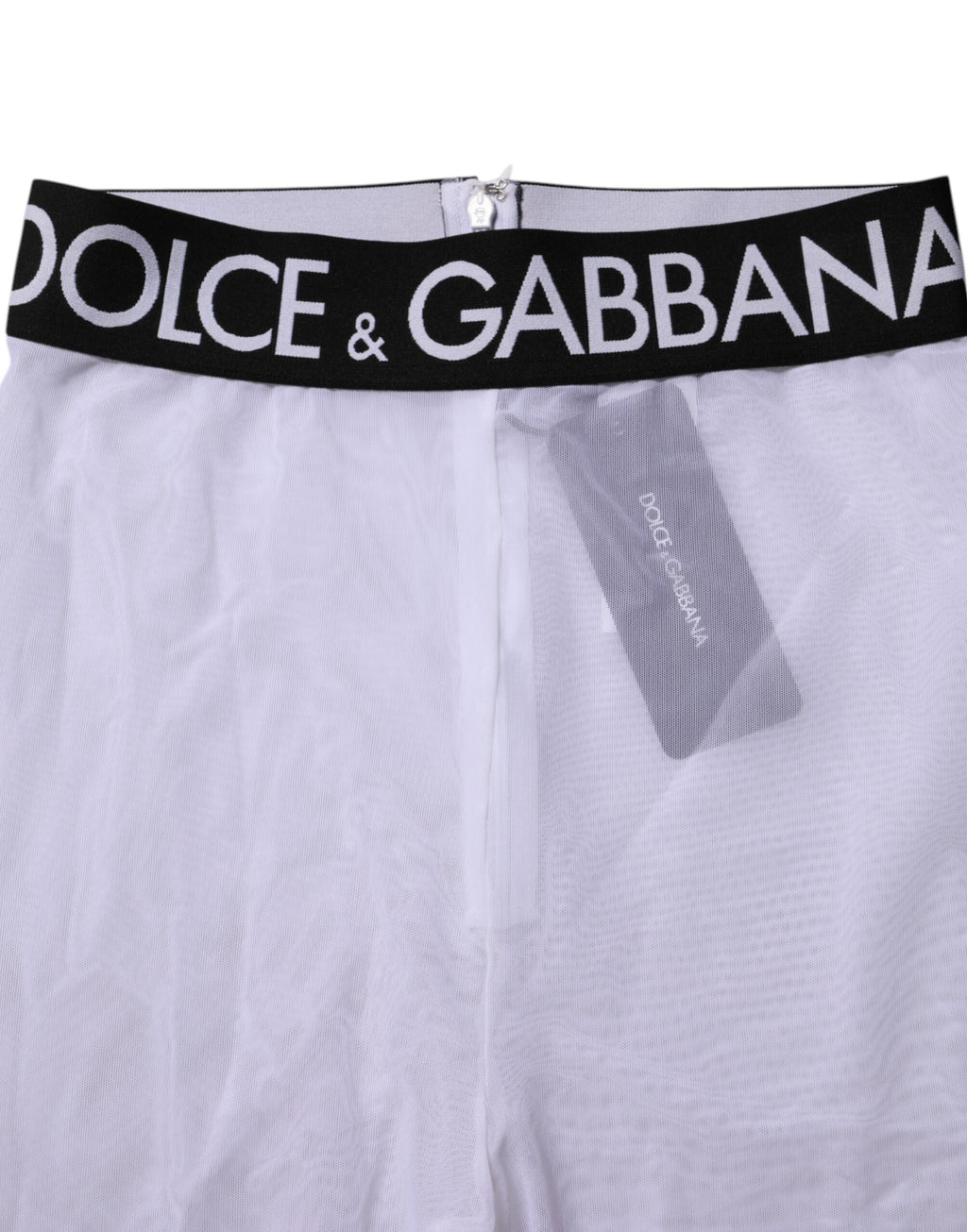 Dolce & Gabbana Grey Nylon DG Logo Mid-Waisted Leggings Pants
