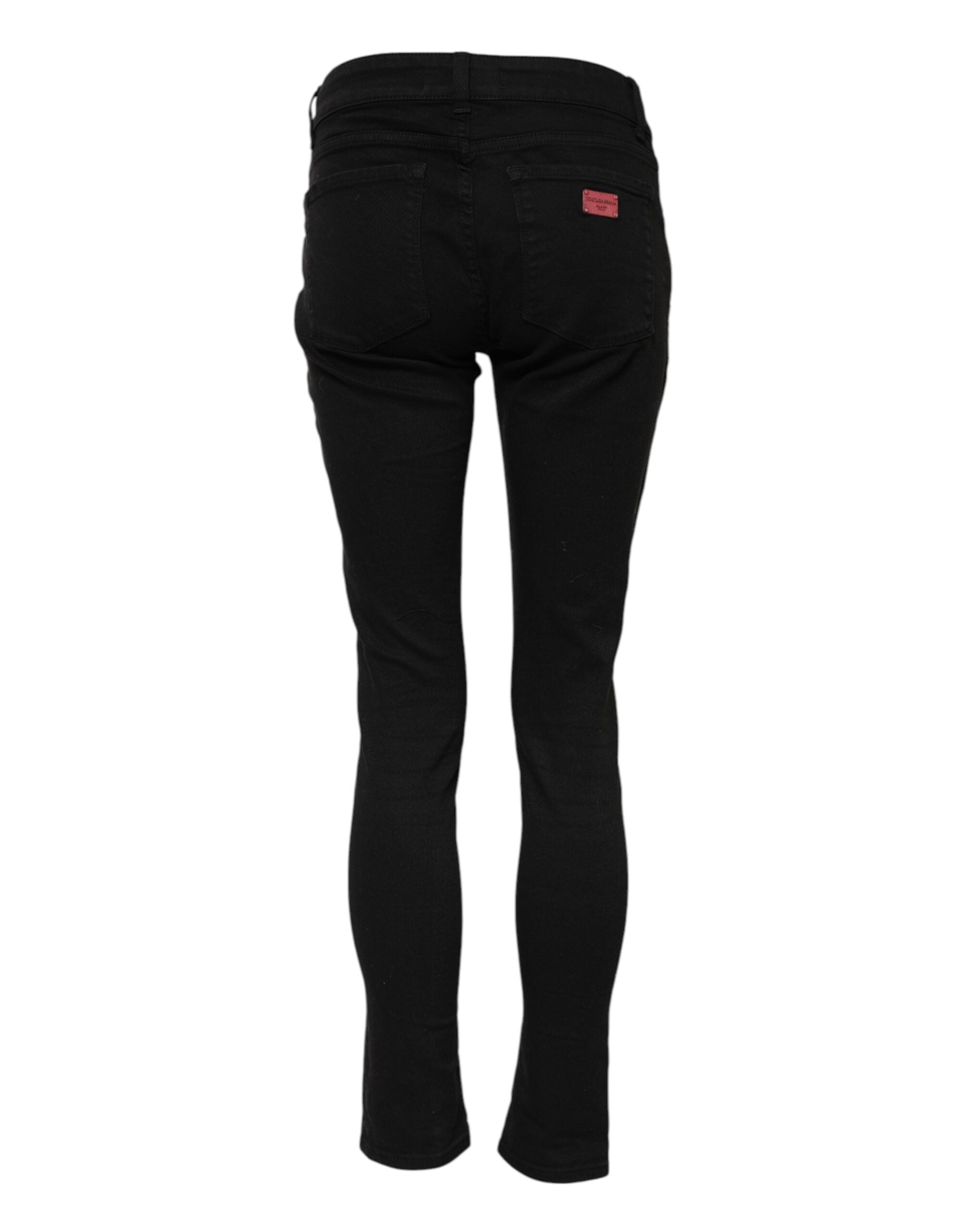 Dolce & Gabbana Black Mid-Rise Cotton Skinny Denim Jeans
