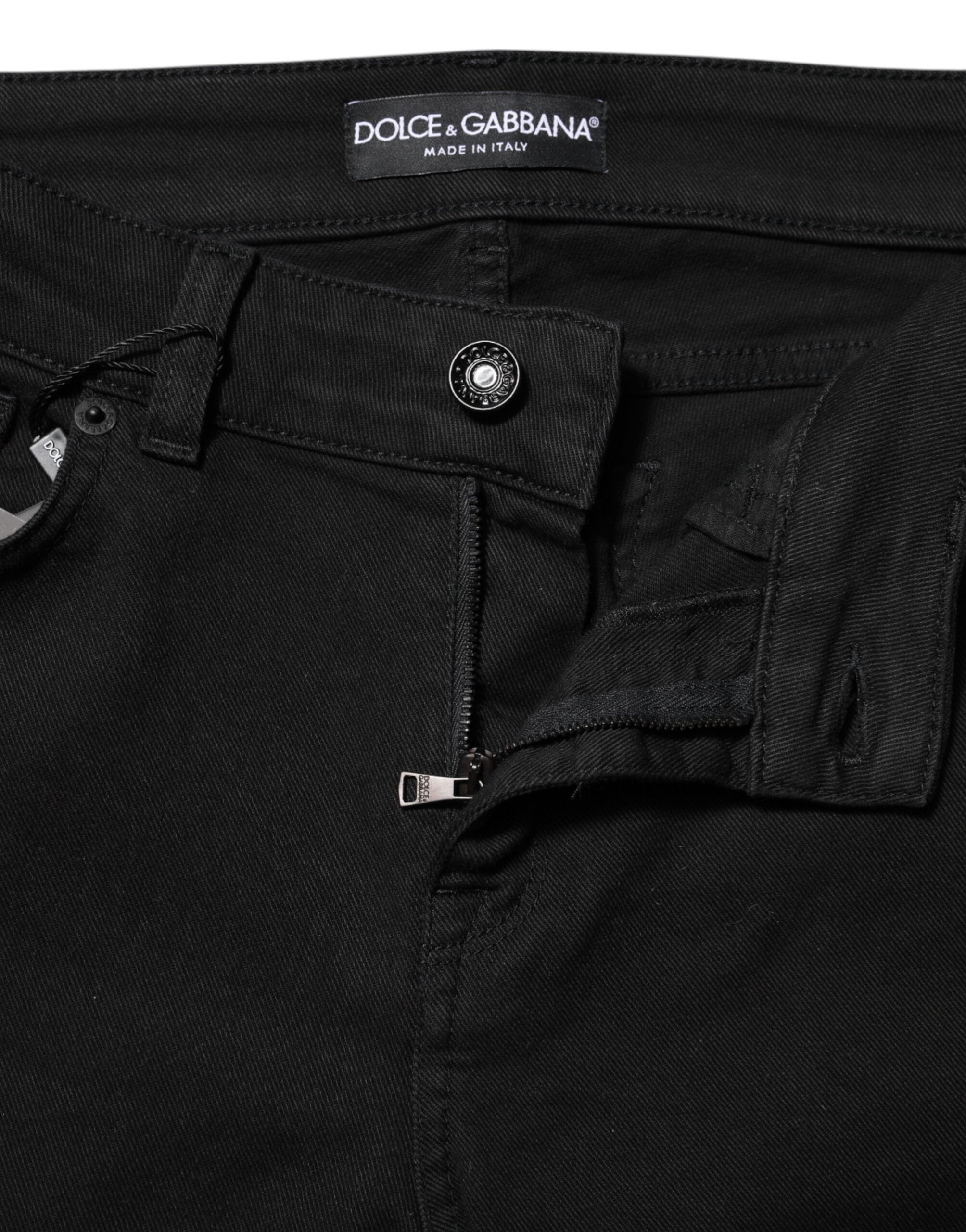 Dolce & Gabbana Black Mid-Rise Cotton Skinny Denim Jeans