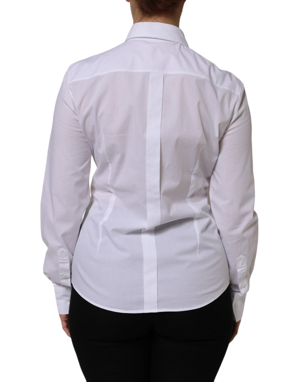 Dolce & Gabbana White Long-Sleeve Cotton Collared Shirt