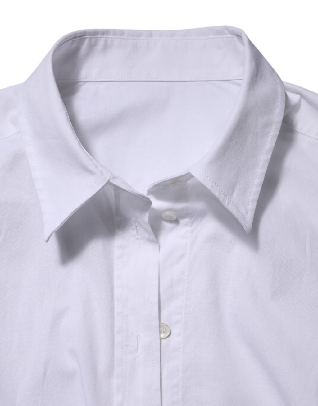 Dolce & Gabbana White Long-Sleeve Cotton Collared Shirt