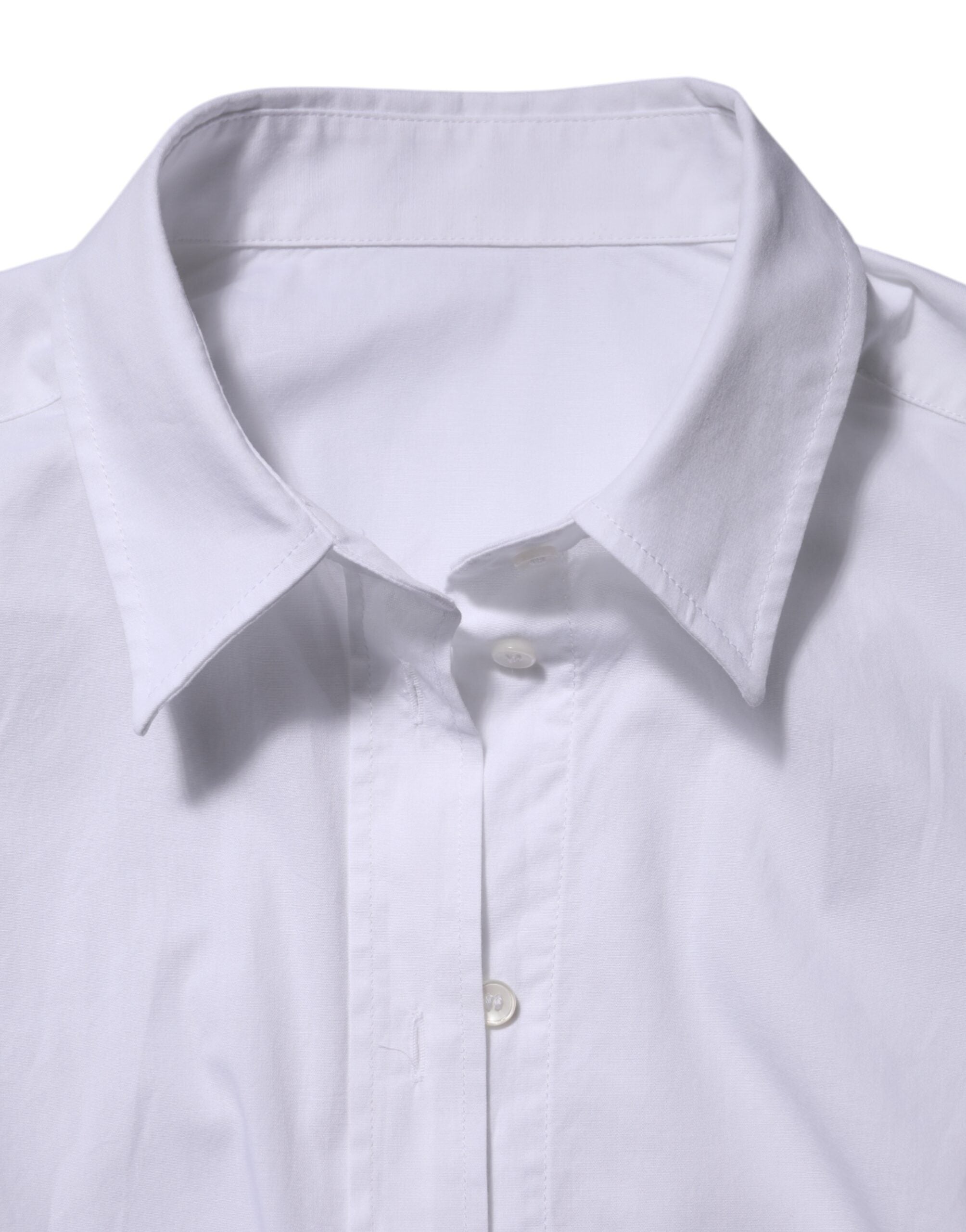 Dolce & Gabbana White Long-Sleeve Cotton Collared Shirt