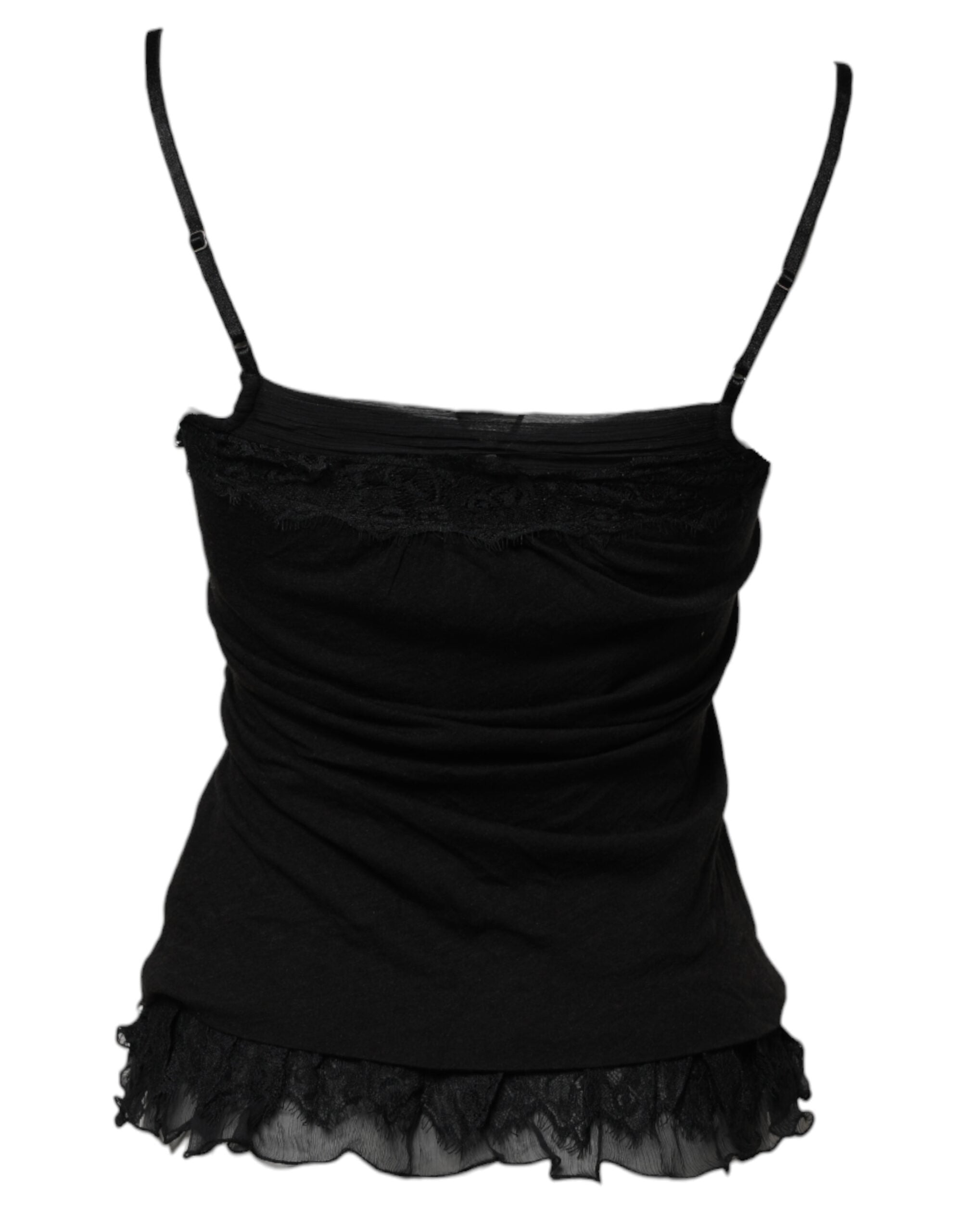 Scervino Street Schwarzes ärmelloses Tanktop aus Wolle mit quadratischem Ausschnitt