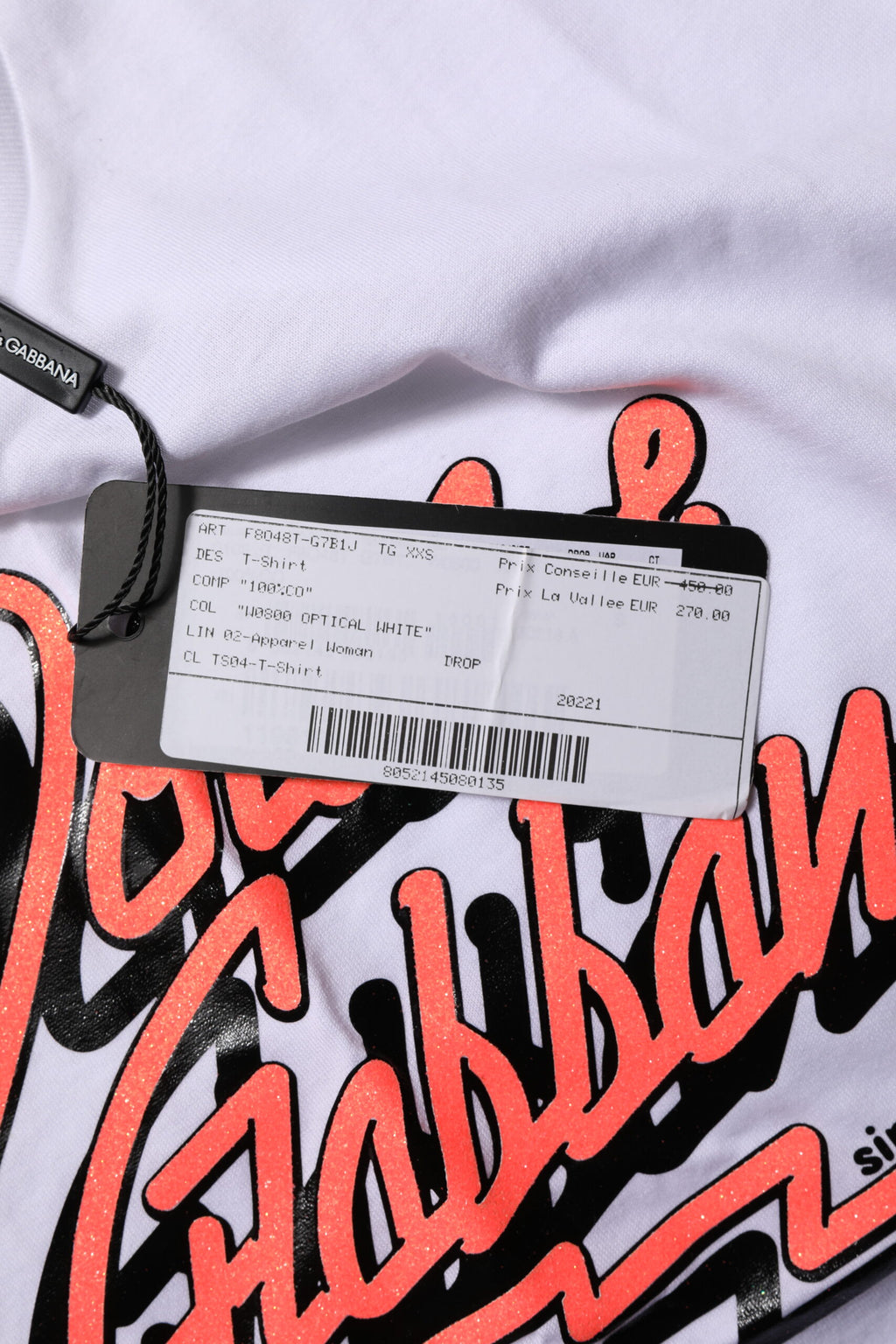 Dolce & Gabbana White Cotton Crew-Neck T-Shirt with Graphic Print