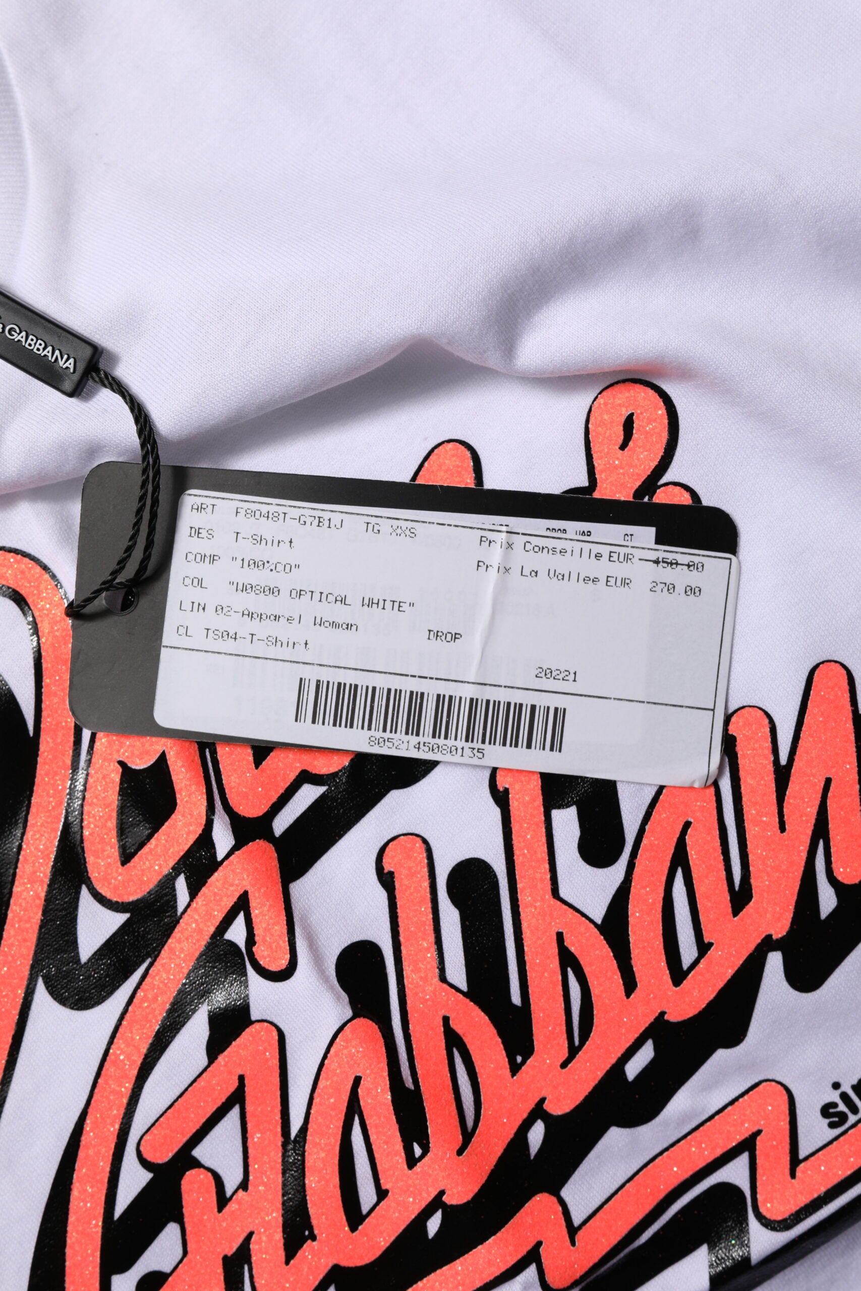 Dolce & Gabbana White Cotton Crew-Neck T-Shirt with Graphic Print