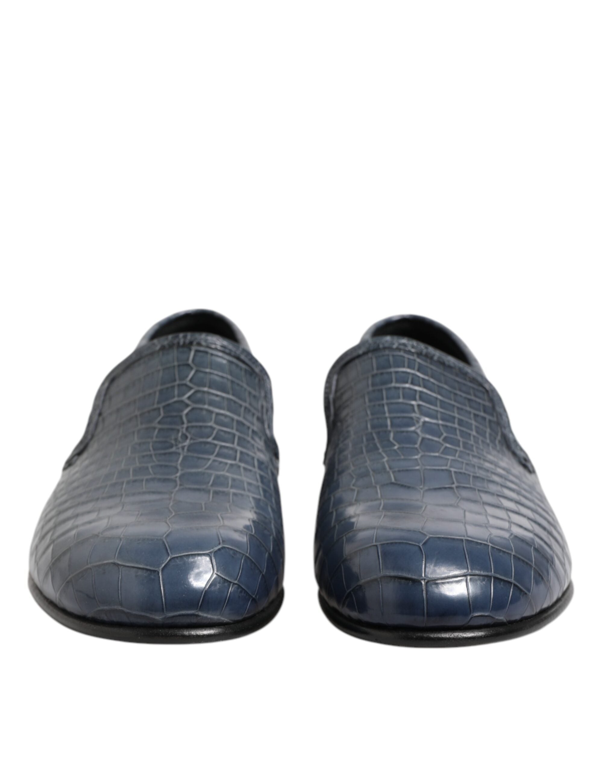 Dolce & Gabbana Blue Exotic Leather Slip On Loafers Men's Dress Shoes