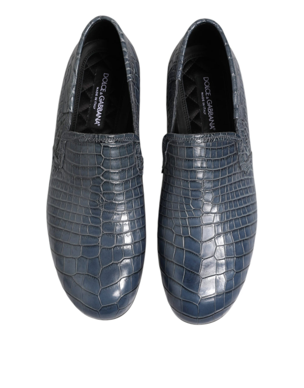 Dolce & Gabbana Blue Exotic Leather Slip On Loafers Men's Dress Shoes