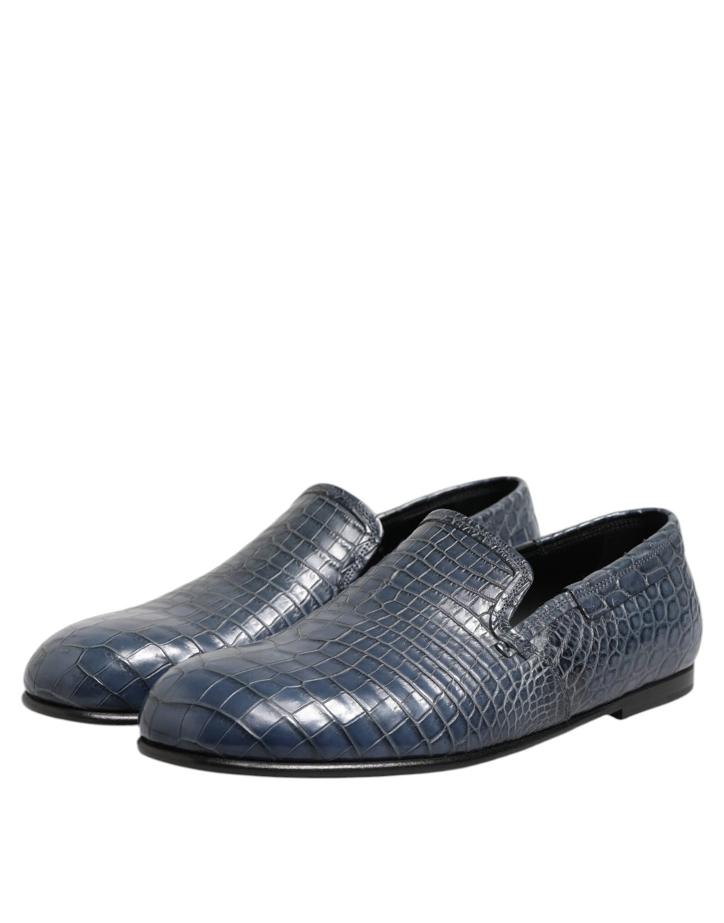 Dolce & Gabbana Blue Exotic Leather Slip On Loafers Men's Dress Shoes