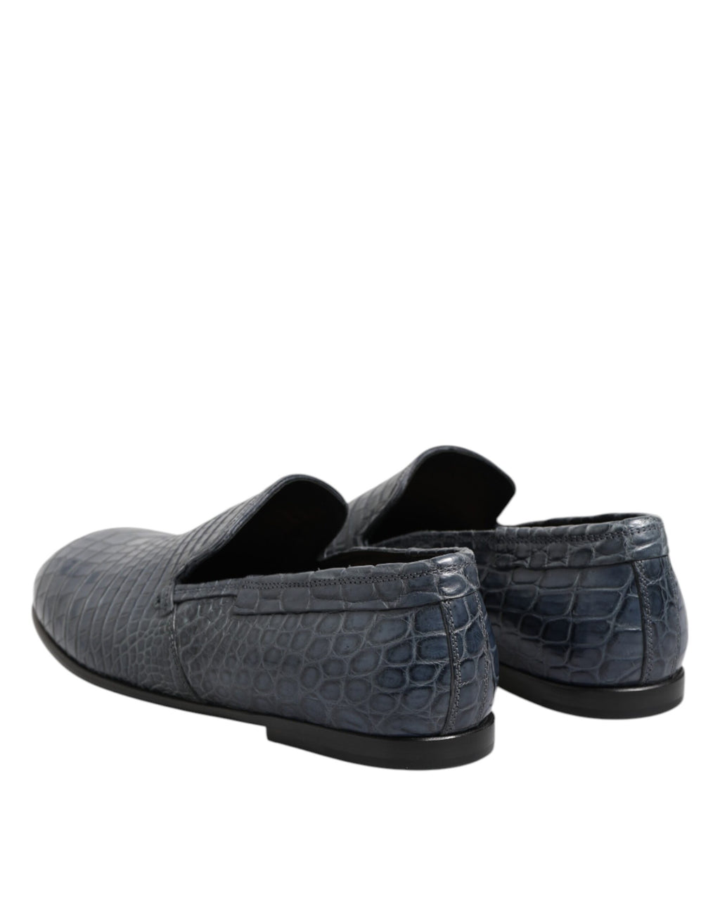 Dolce & Gabbana Blue Exotic Leather Slip On Loafers Men's Dress Shoes