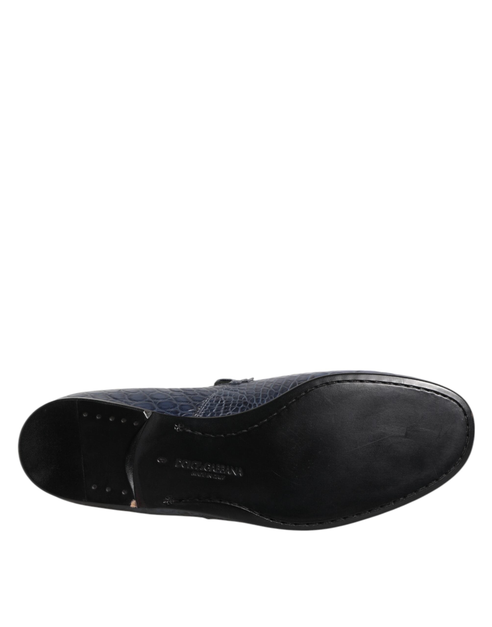 Dolce & Gabbana Blue Exotic Leather Slip On Loafers Men's Dress Shoes