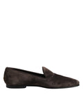Dolce & Gabbana Brown Suede Leather Slipper Shoes