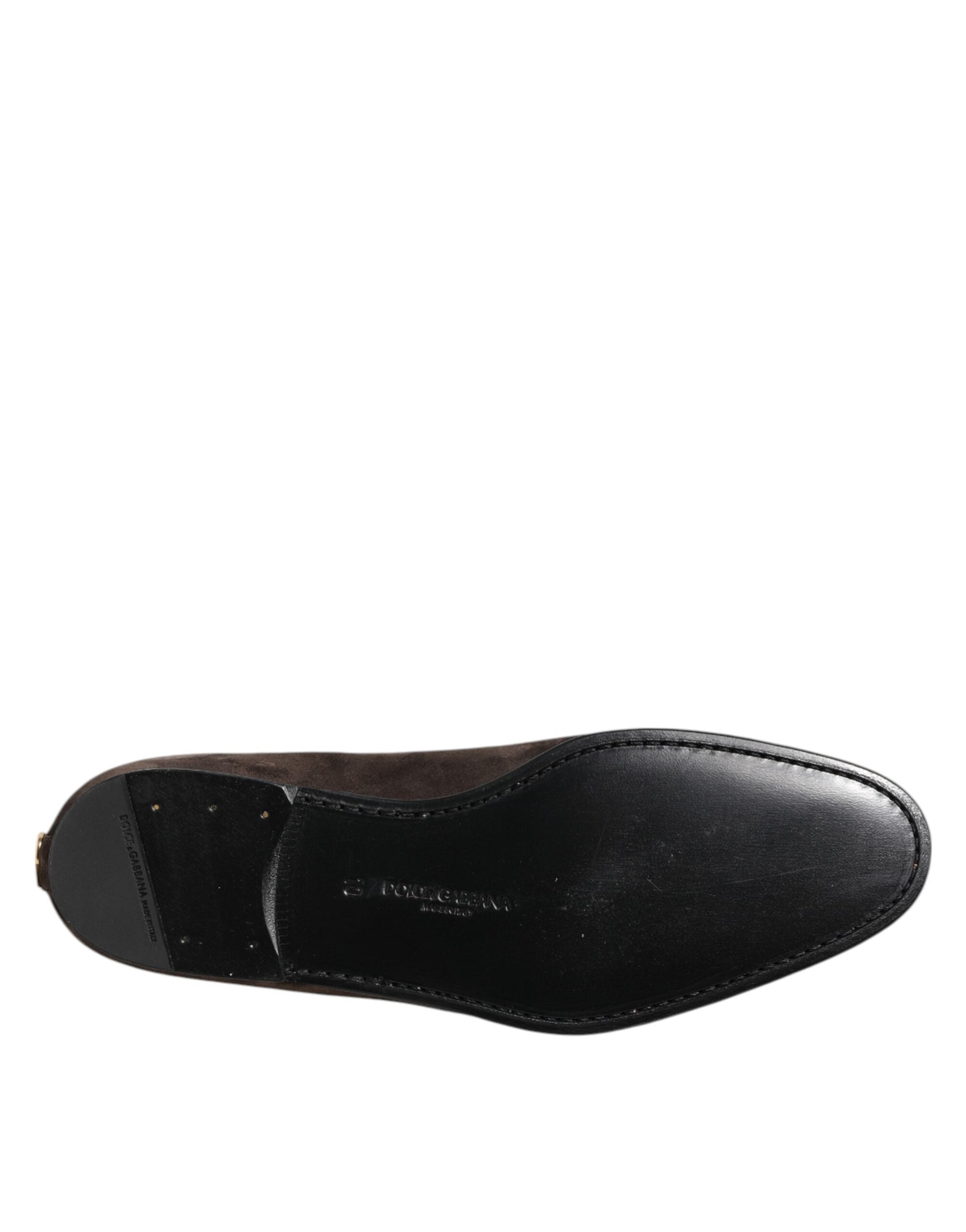 Dolce & Gabbana Brown Suede Leather Slipper Shoes