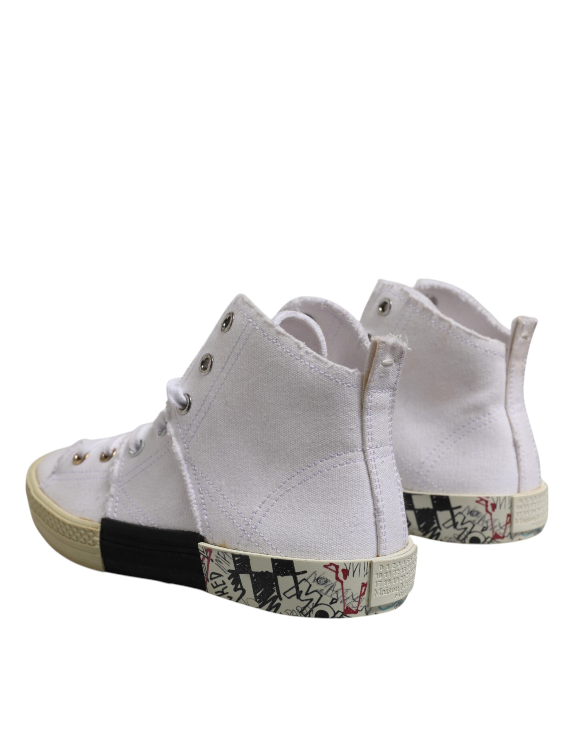 Maison Margiela White Lace Up Mid Top Women's Trainers Shoes