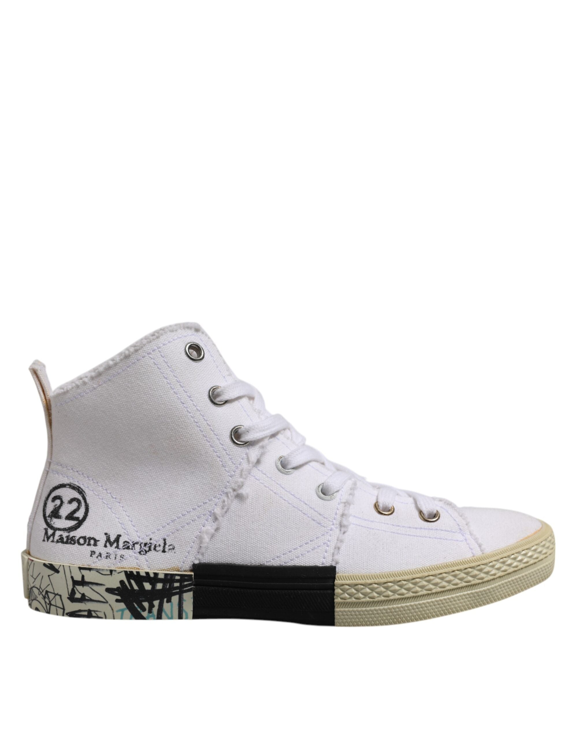 Maison Margiela White Lace Up Mid Top Women's Trainers Shoes