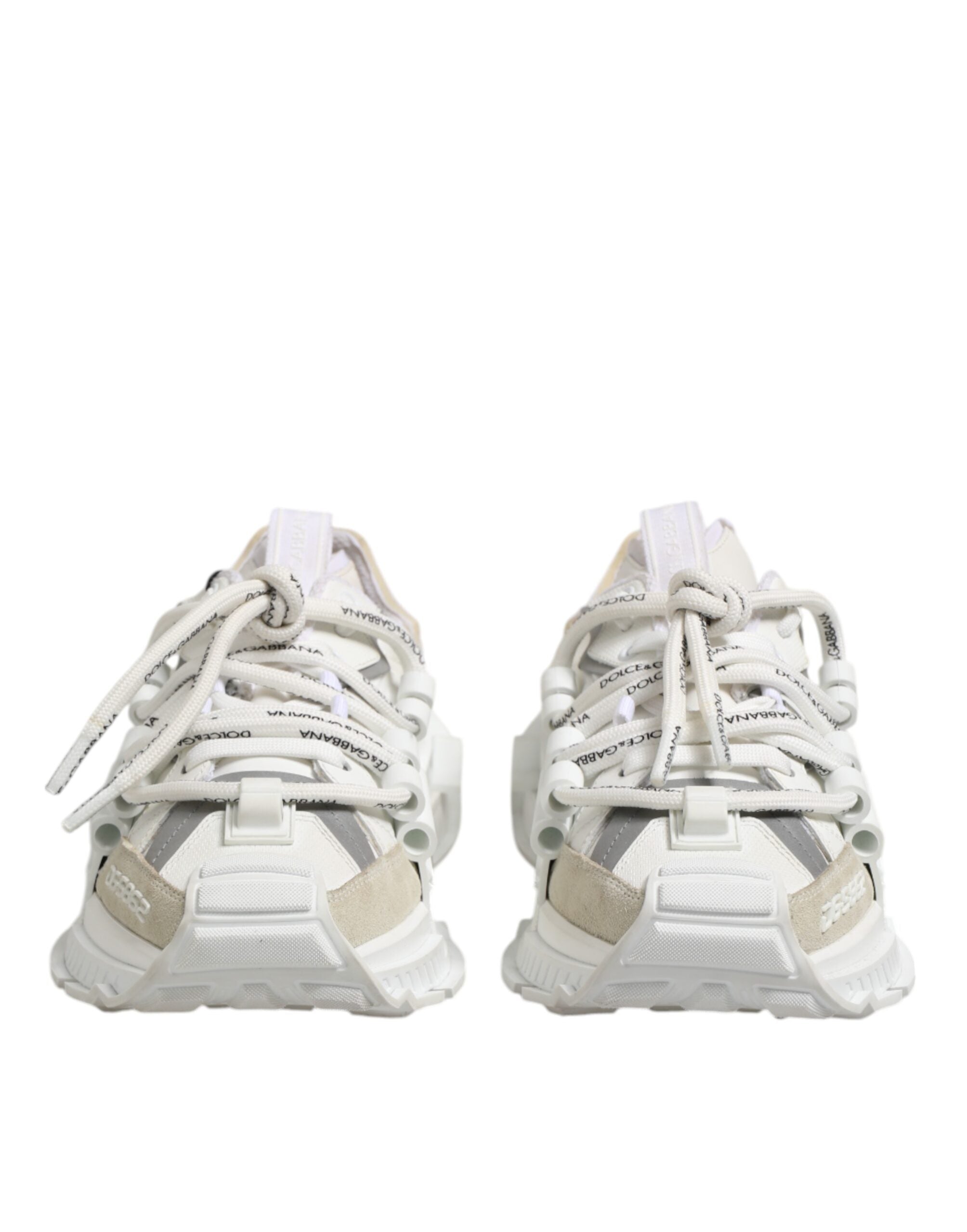 Dolce & Gabbana White Grey Low Top Space Sneakers Shoes