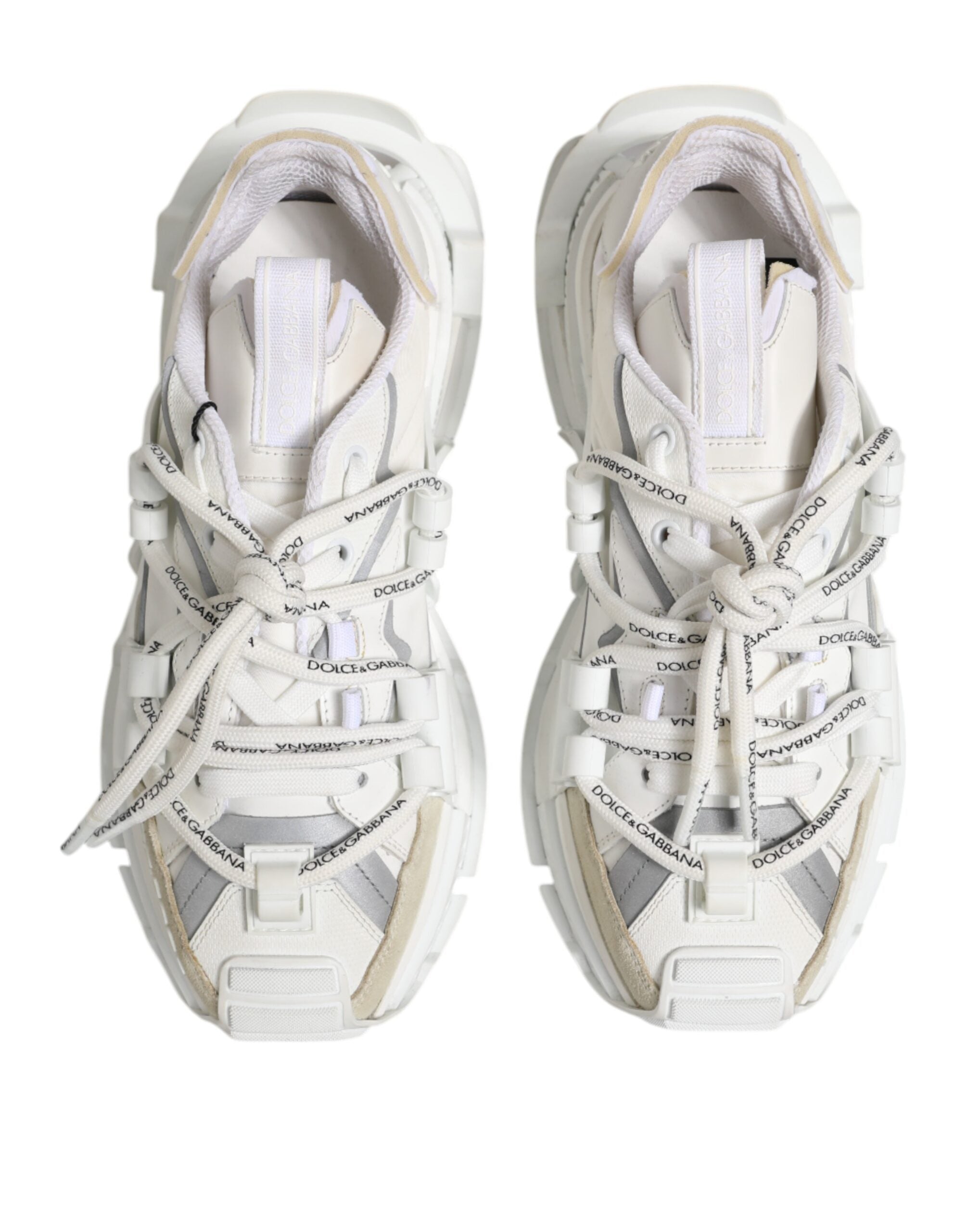 Dolce & Gabbana White Grey Low Top Space Sneakers Shoes