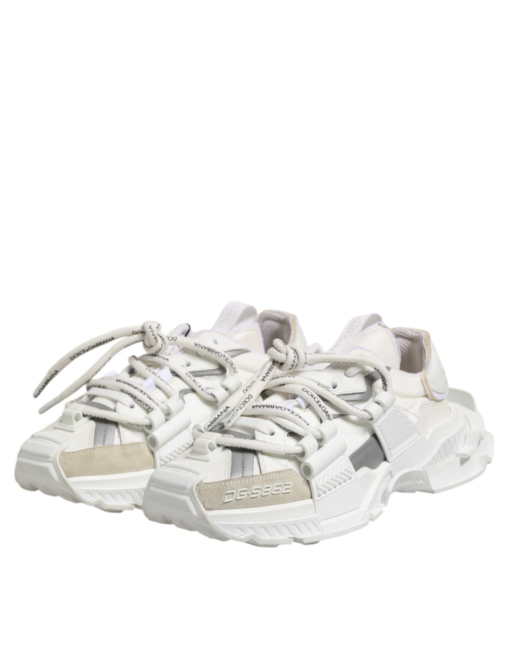 Dolce & Gabbana White Grey Low Top Space Sneakers Shoes