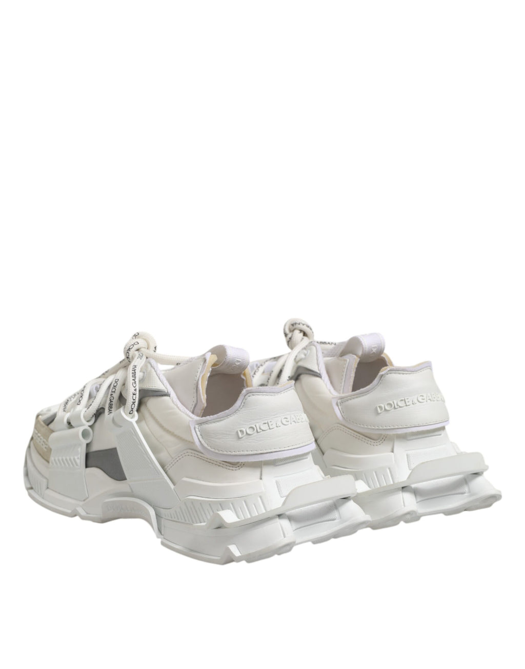 Dolce & Gabbana White Grey Low Top Space Sneakers Shoes
