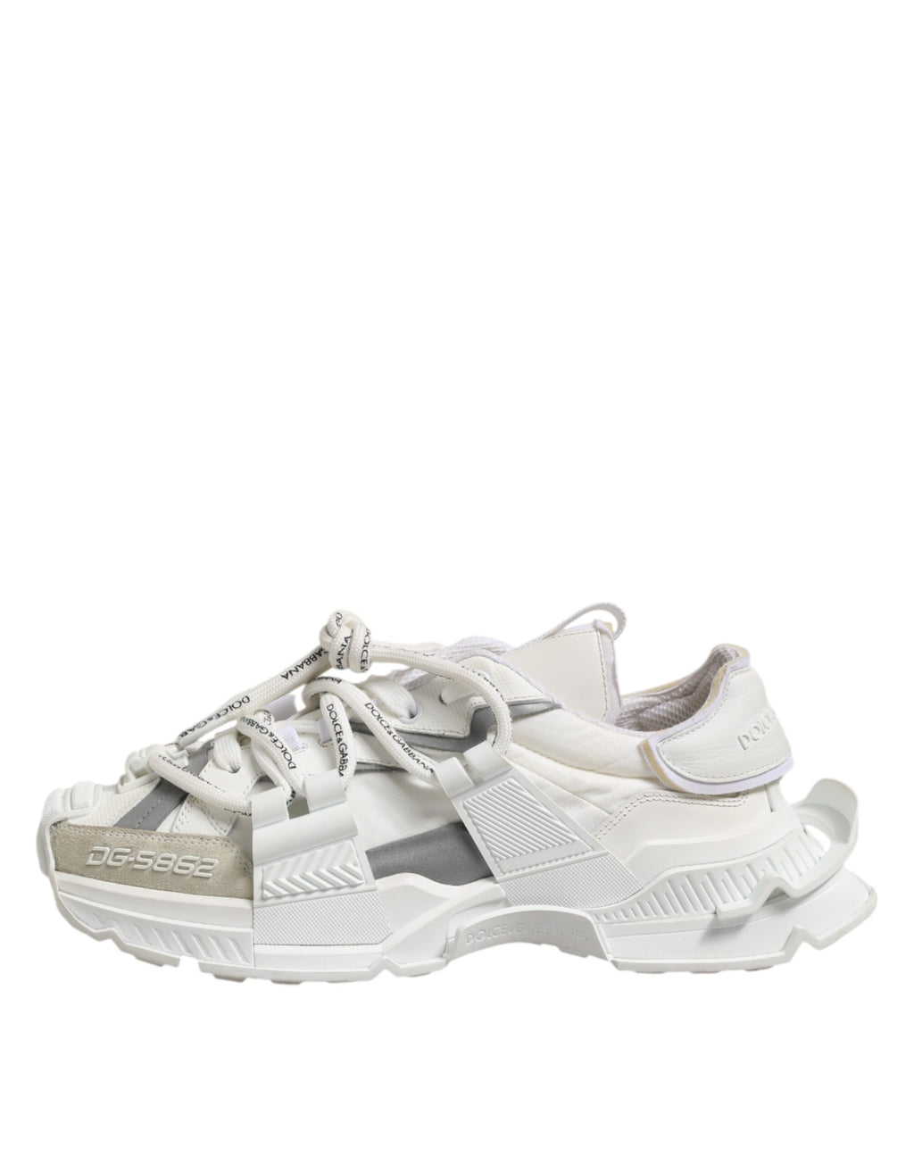 Dolce & Gabbana White Grey Low Top Space Sneakers Shoes