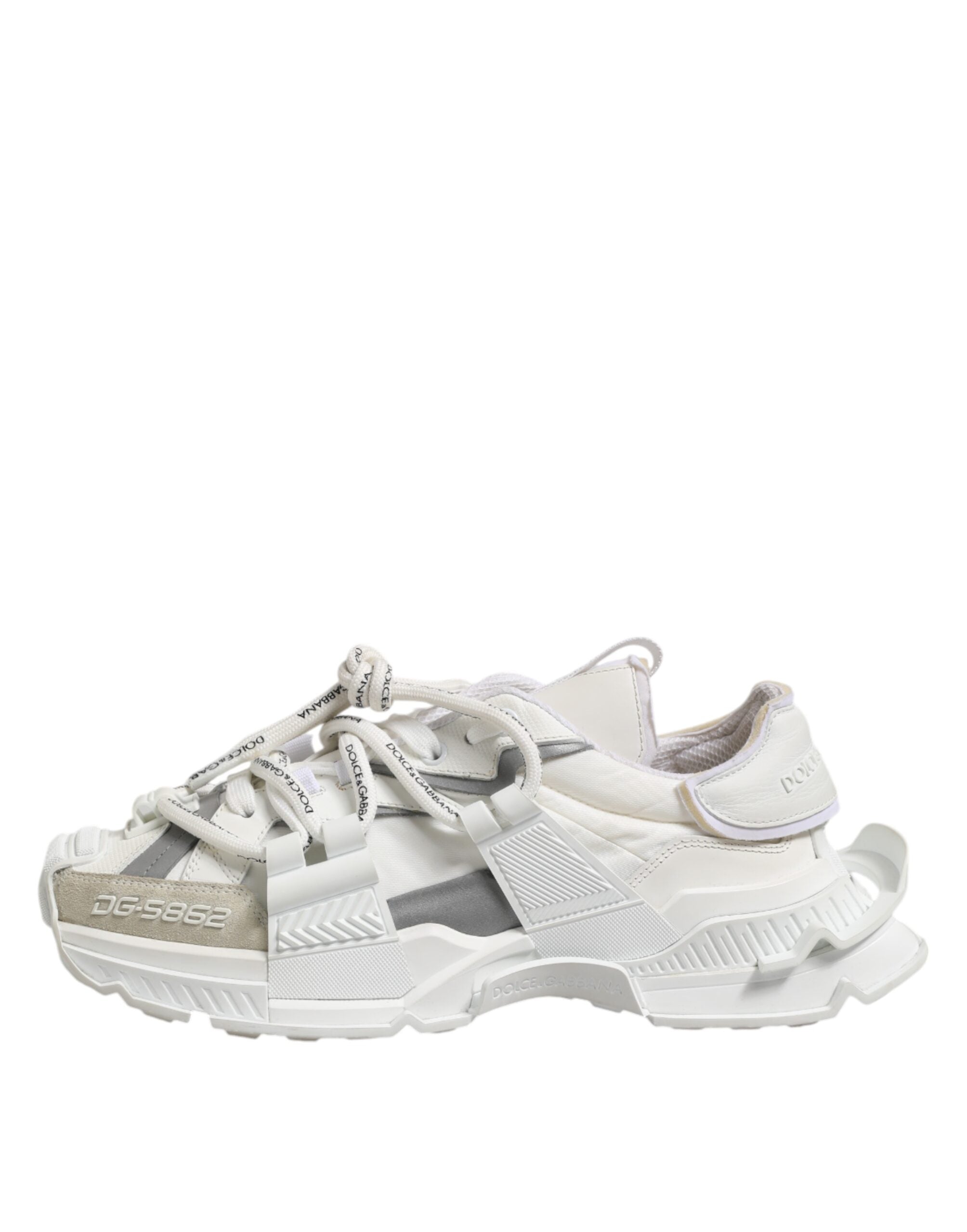 Dolce & Gabbana White Grey Low Top Space Sneakers Shoes