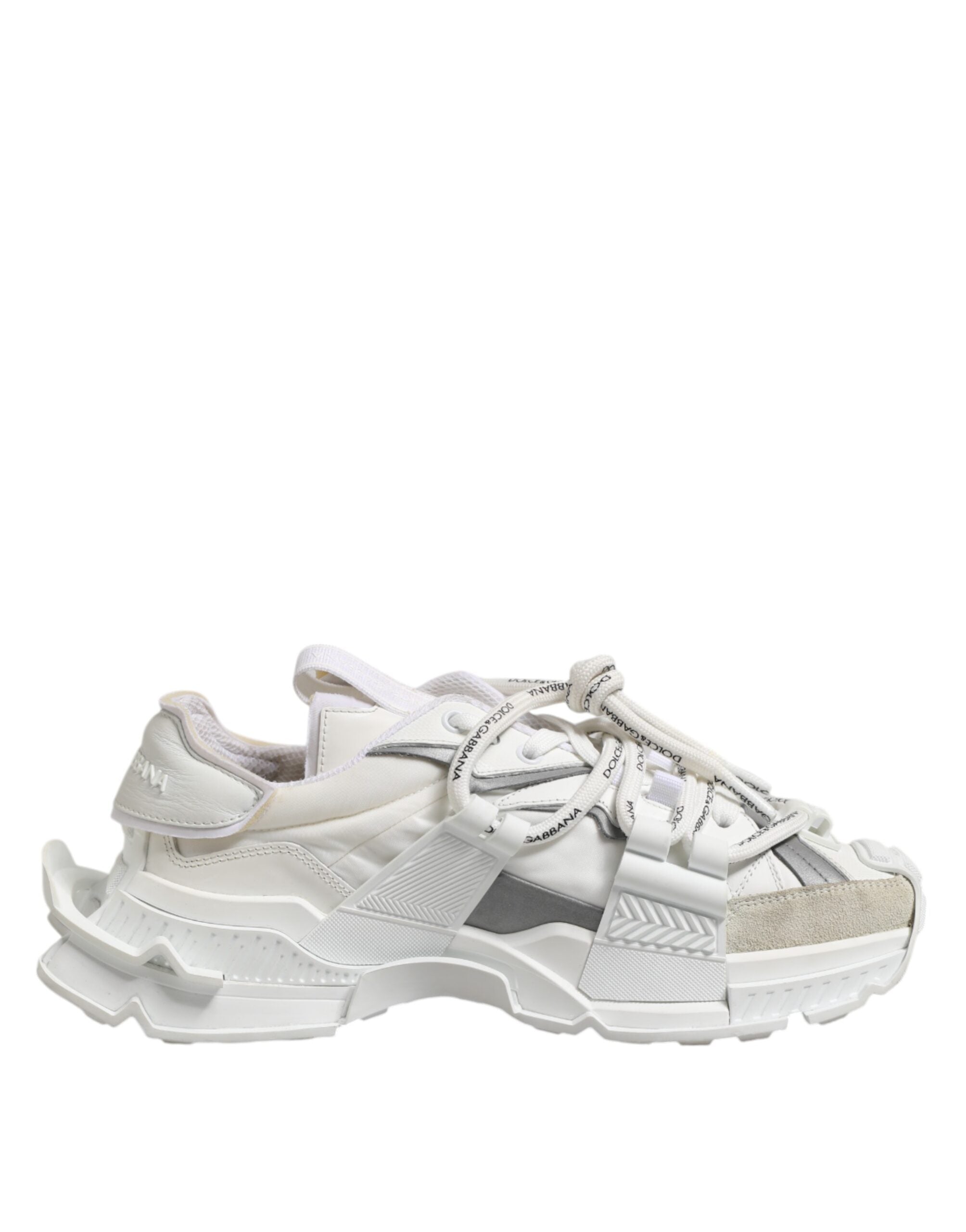Dolce & Gabbana White Grey Low Top Space Sneakers Shoes