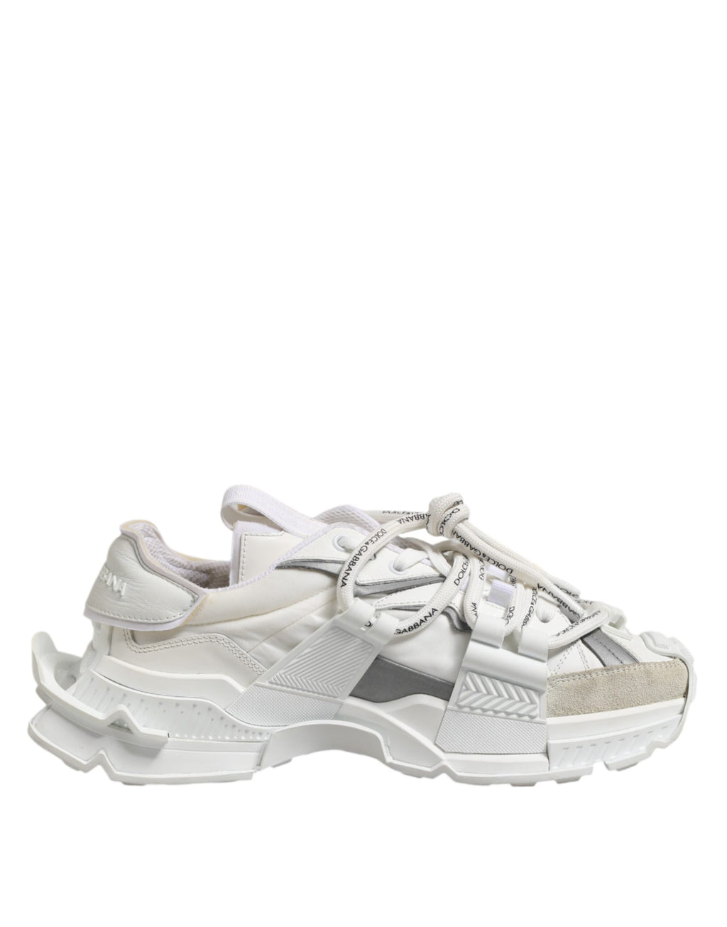 Dolce & Gabbana White Grey Low Top Space Sneakers Shoes