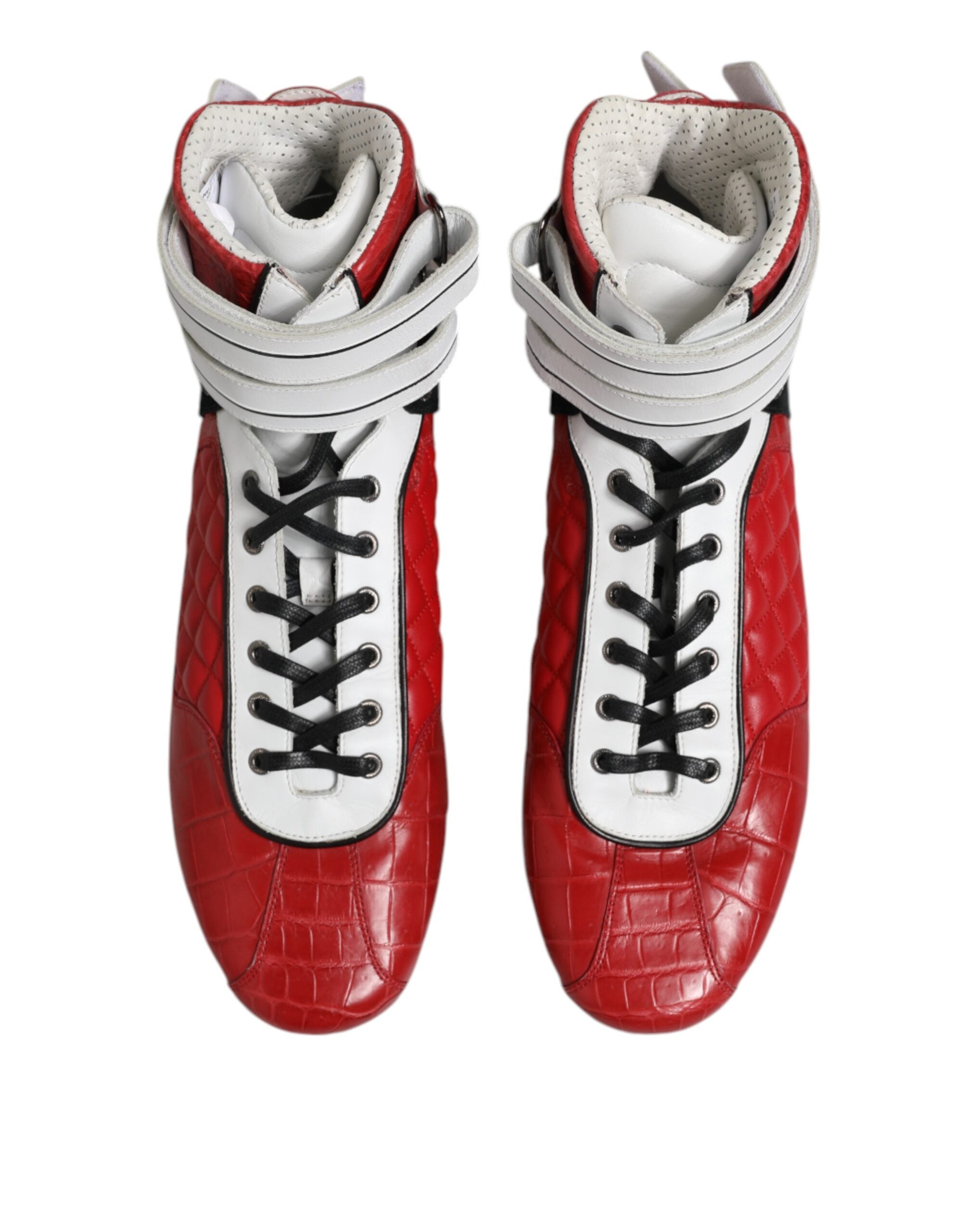 Dolce & Gabbana Rote gesteppte Leder Schnürschuhe Schuhe