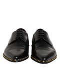 Dolce & Gabbana Schwarz Leder Nieten Derby Männer Kleid Schuhe