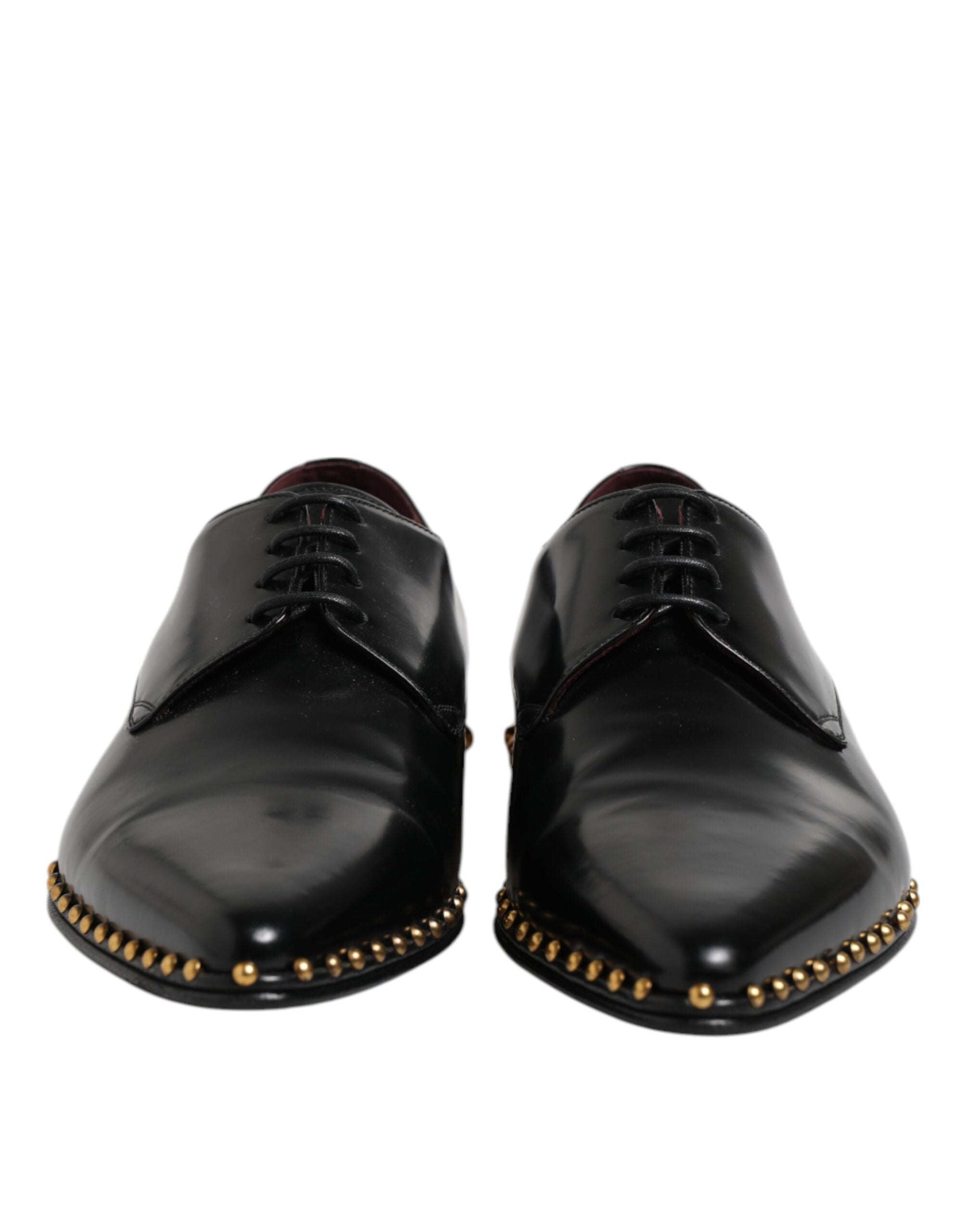 Dolce & Gabbana Schwarz Leder Nieten Derby Männer Kleid Schuhe