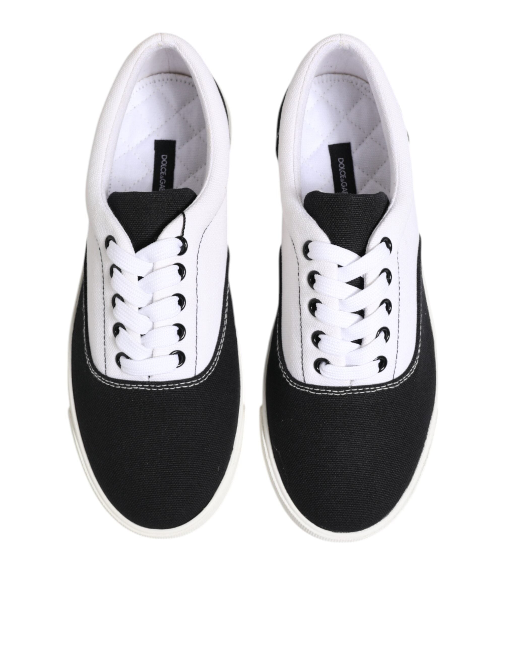 Dolce & Gabbana Black Cotton Canvas Lace Up Men's Sneakers Shoes