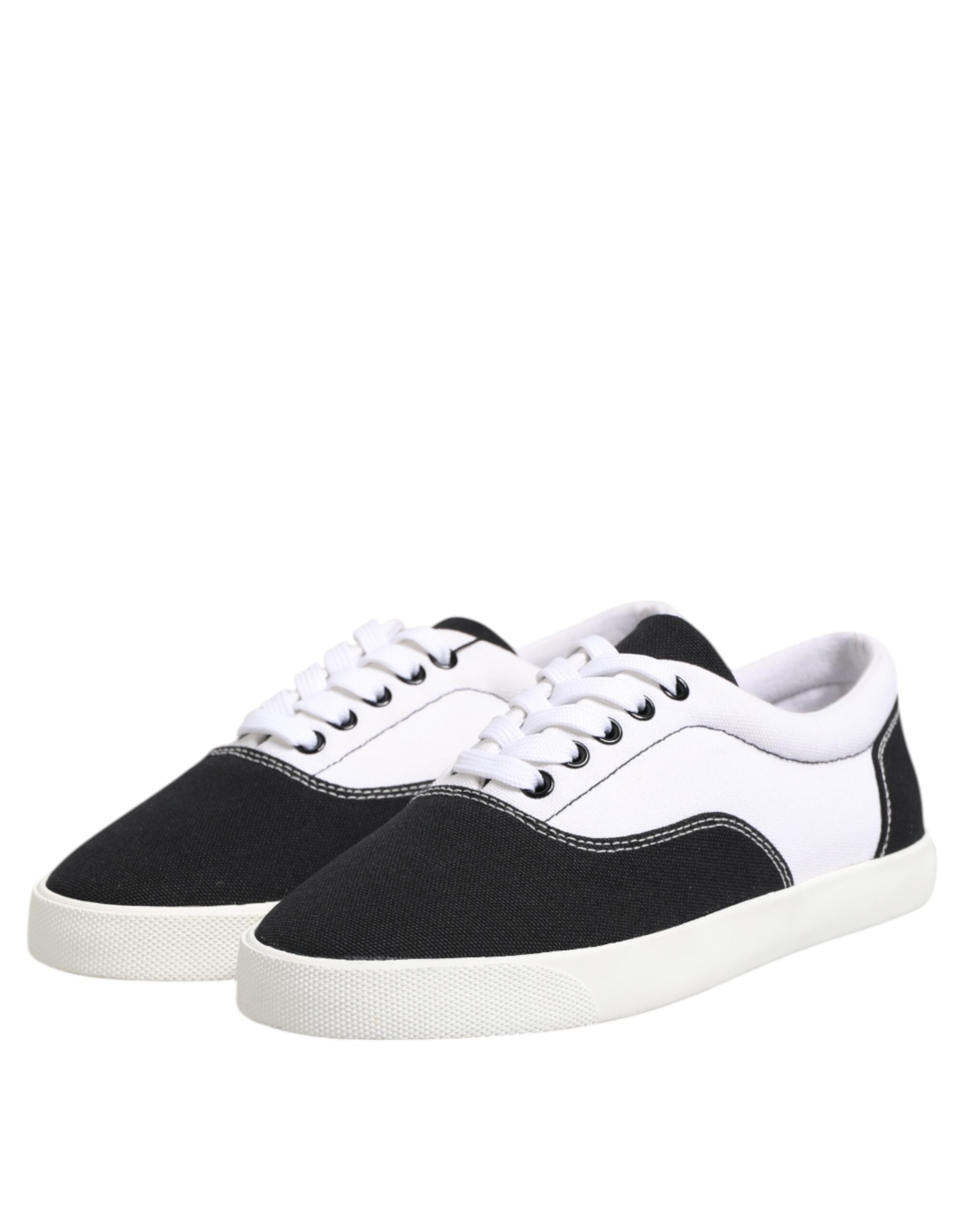 Dolce & Gabbana Black Cotton Canvas Lace Up Men's Sneakers Shoes