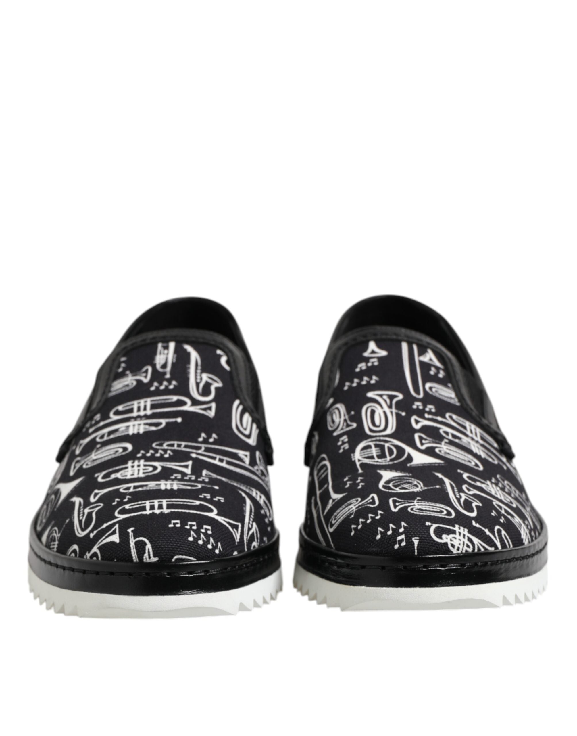 Dolce & Gabbana Black Slip-On Printed Men's Loafers Shoes
