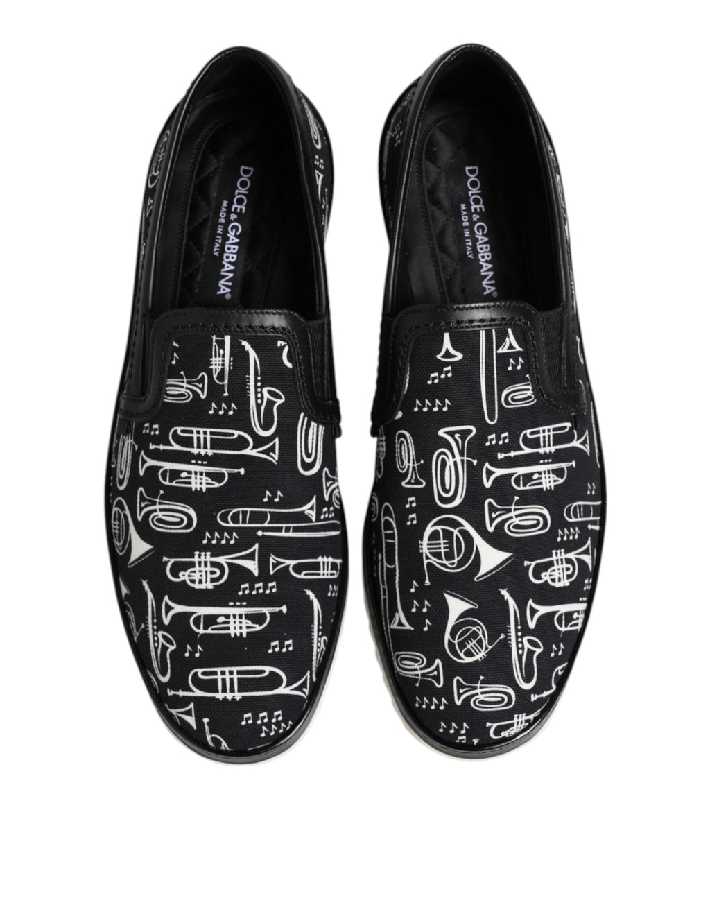 Dolce & Gabbana Black Slip-On Printed Men's Loafers Shoes