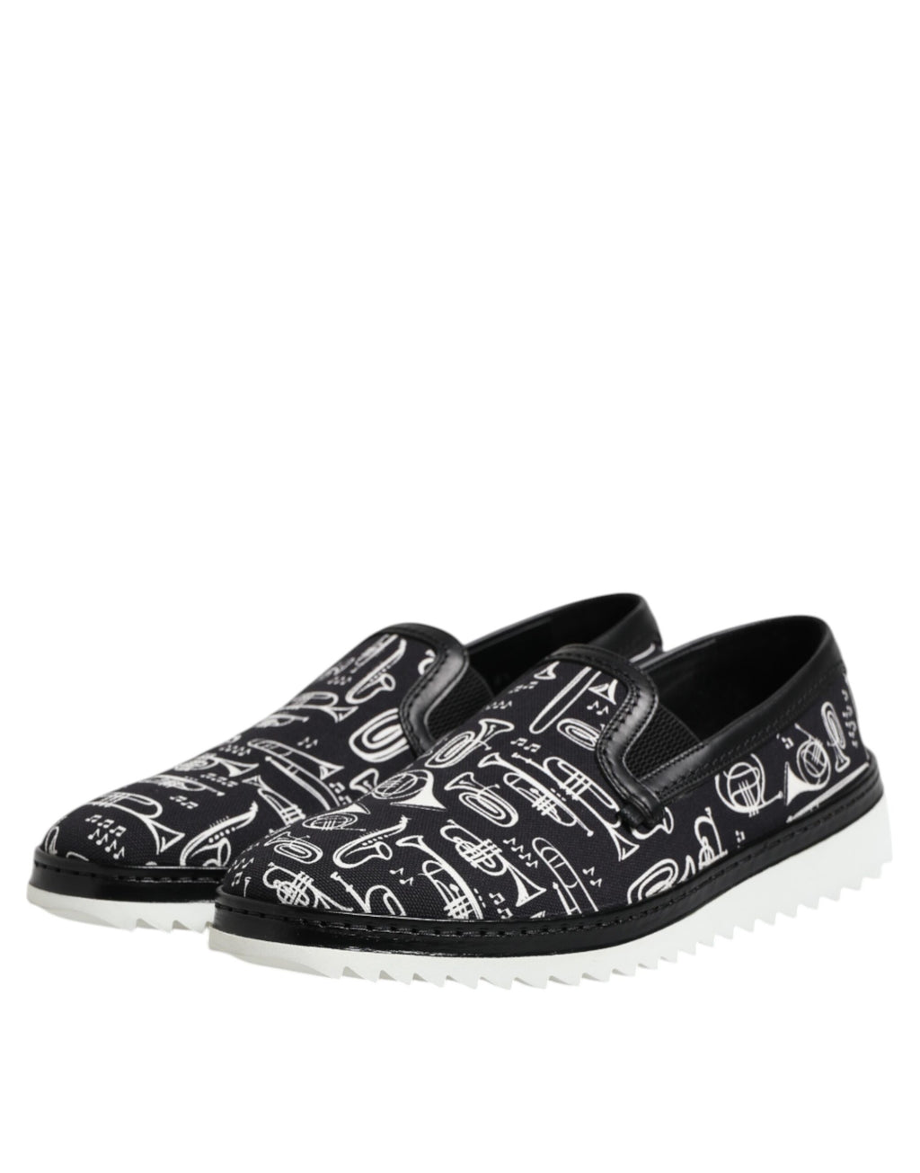 Dolce & Gabbana Black Slip-On Printed Men's Loafers Shoes